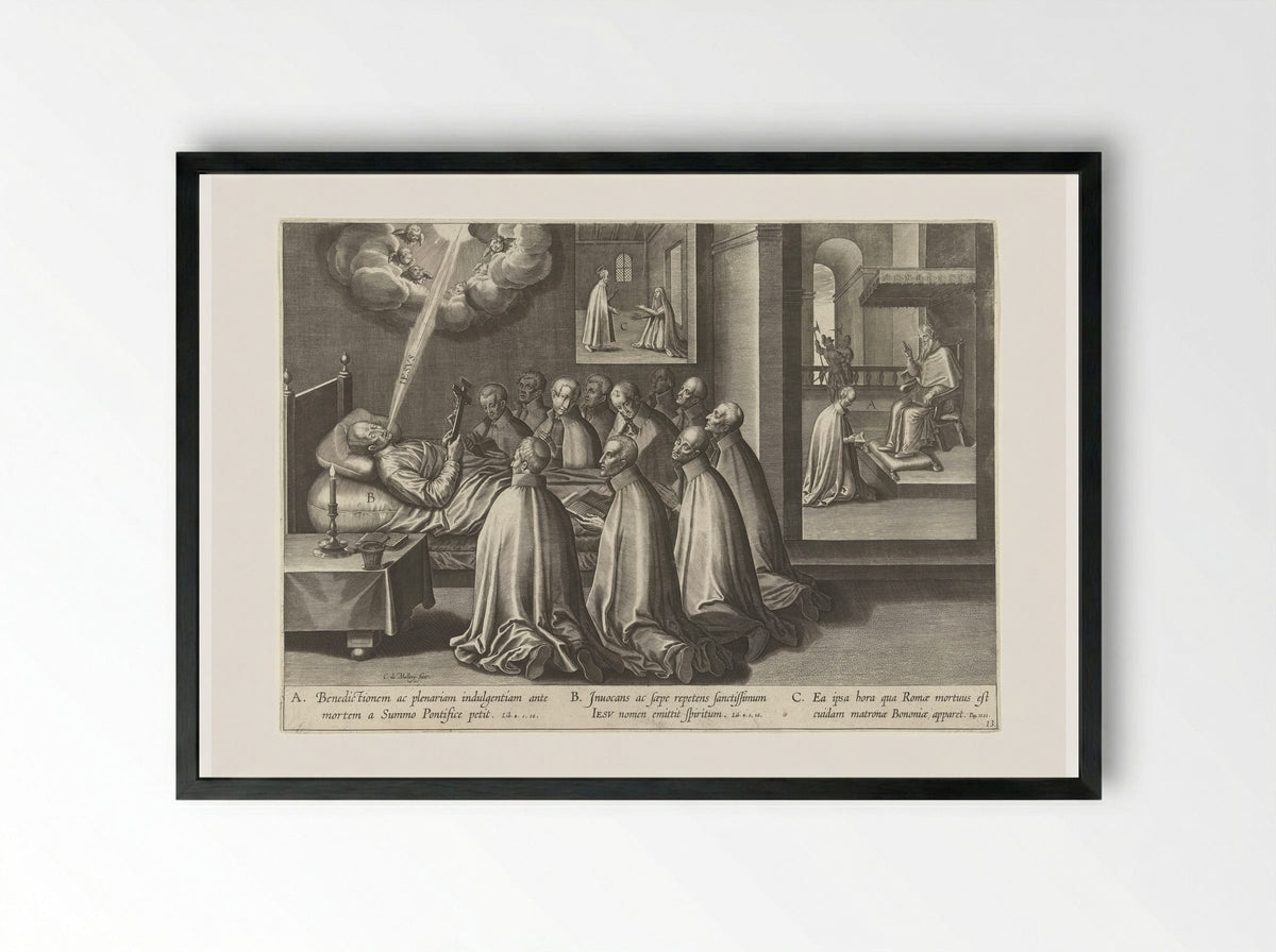 Sterfbed van Ignatius - Theodoor Galle - Framed Print Black