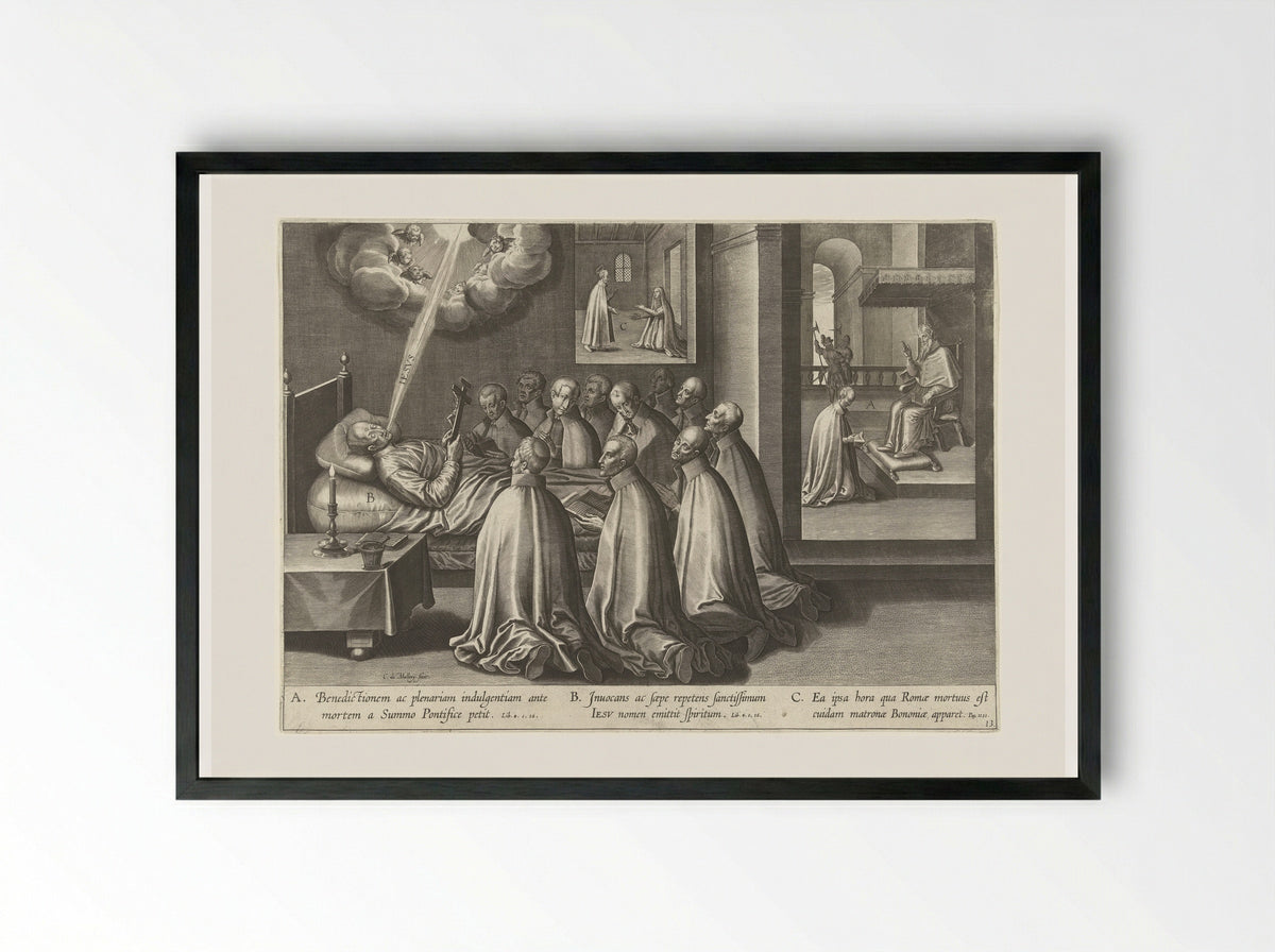 Sterfbed van Ignatius - Theodoor Galle - Framed Print Black