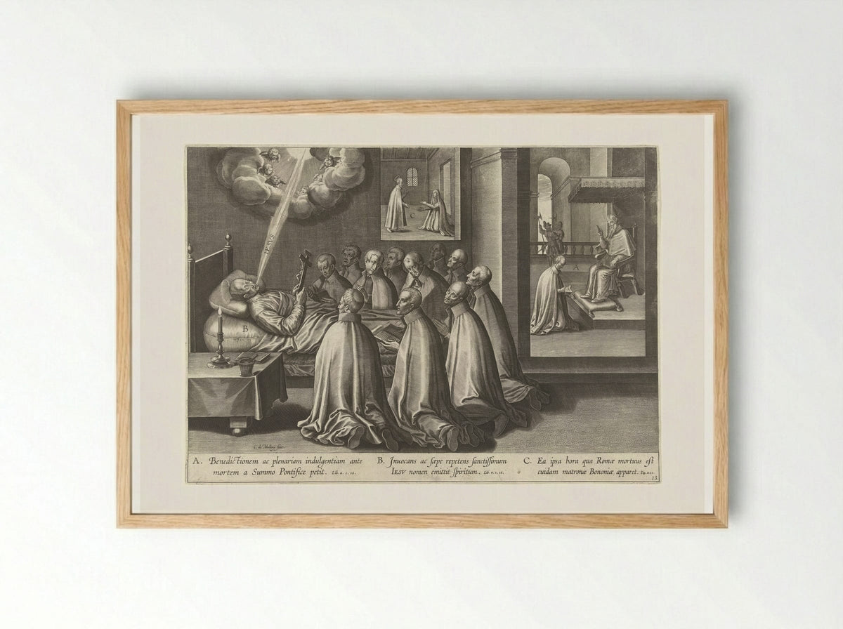 Sterfbed van Ignatius - Theodoor Galle - Framed Print Wood