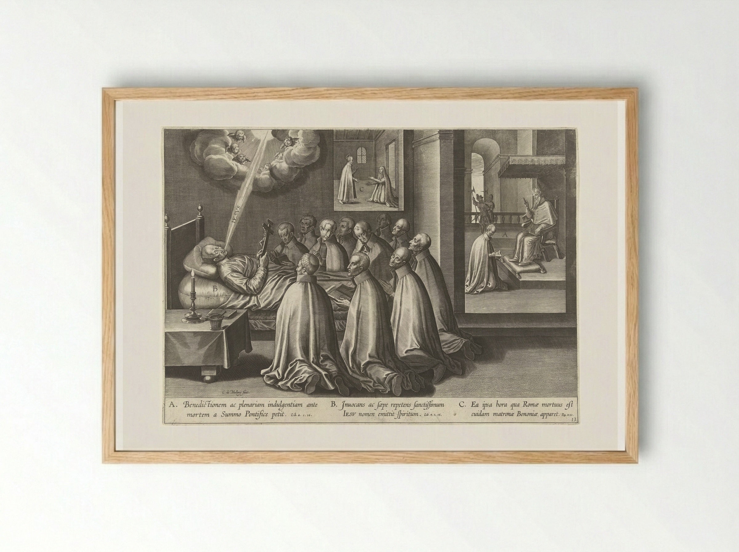 Sterfbed van Ignatius - Theodoor Galle - Framed Print Wood