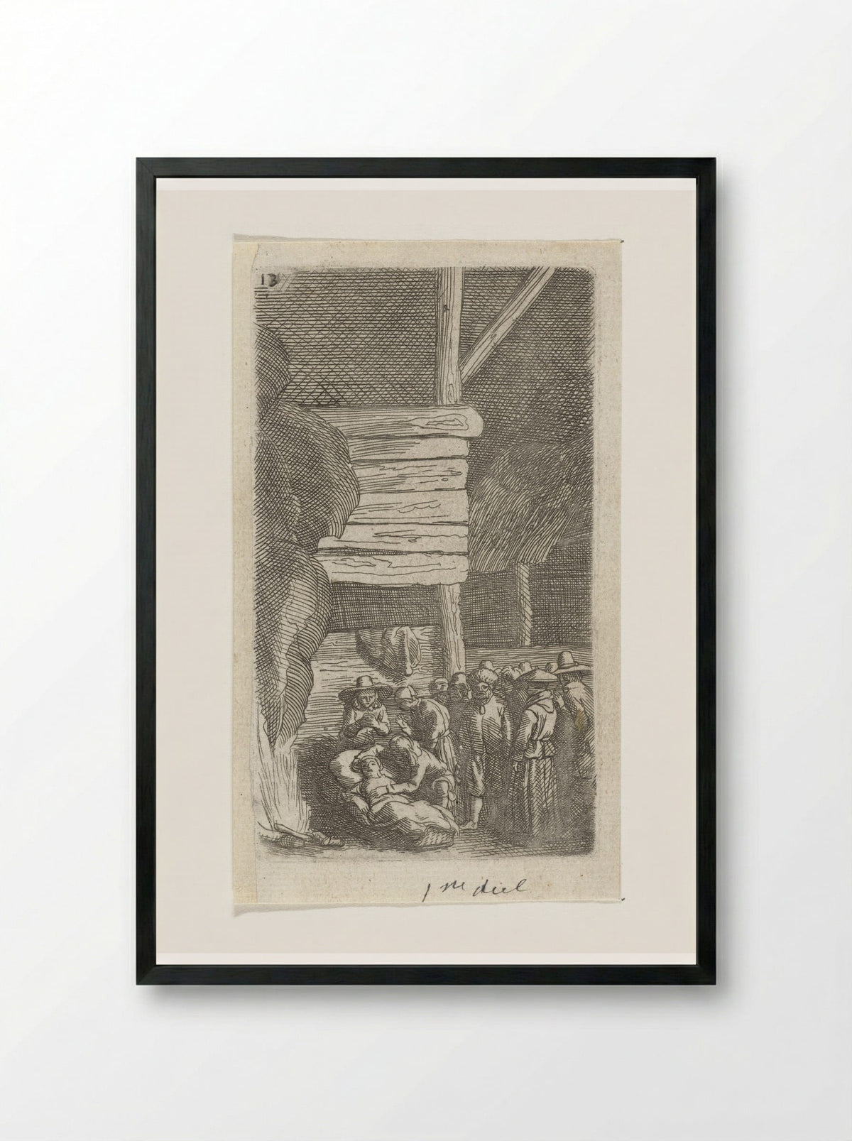 Stervende vrouw (Dying Woman) - Samuel van Hoogstraten - Framed Print Black