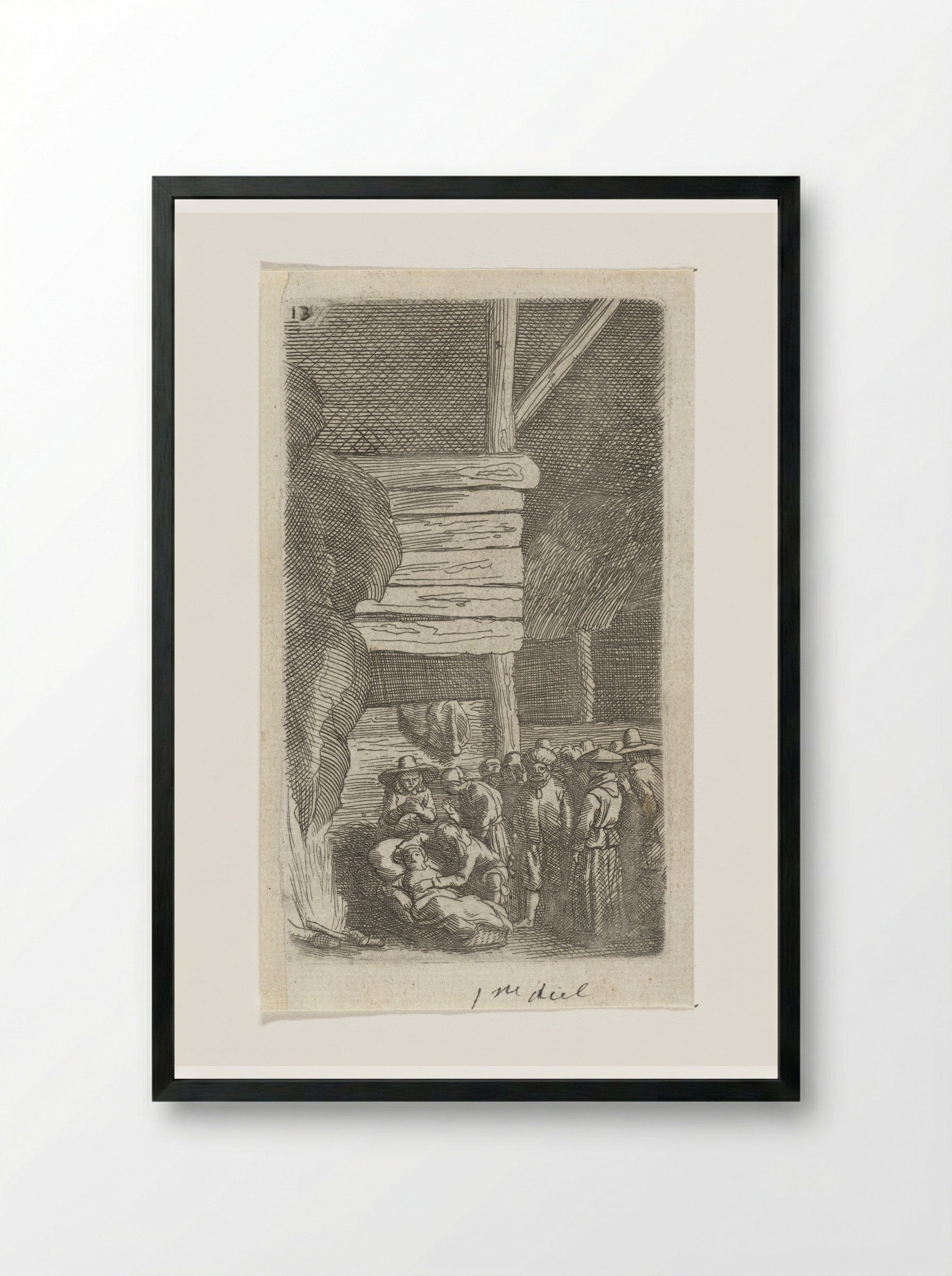 Stervende vrouw (Dying Woman) - Samuel van Hoogstraten - Framed Print Black