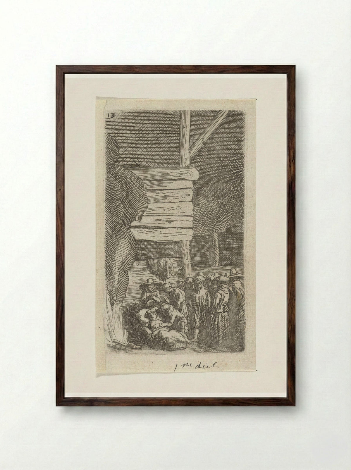 Stervende vrouw (Dying Woman) - Samuel van Hoogstraten - Framed Print Dark Wood