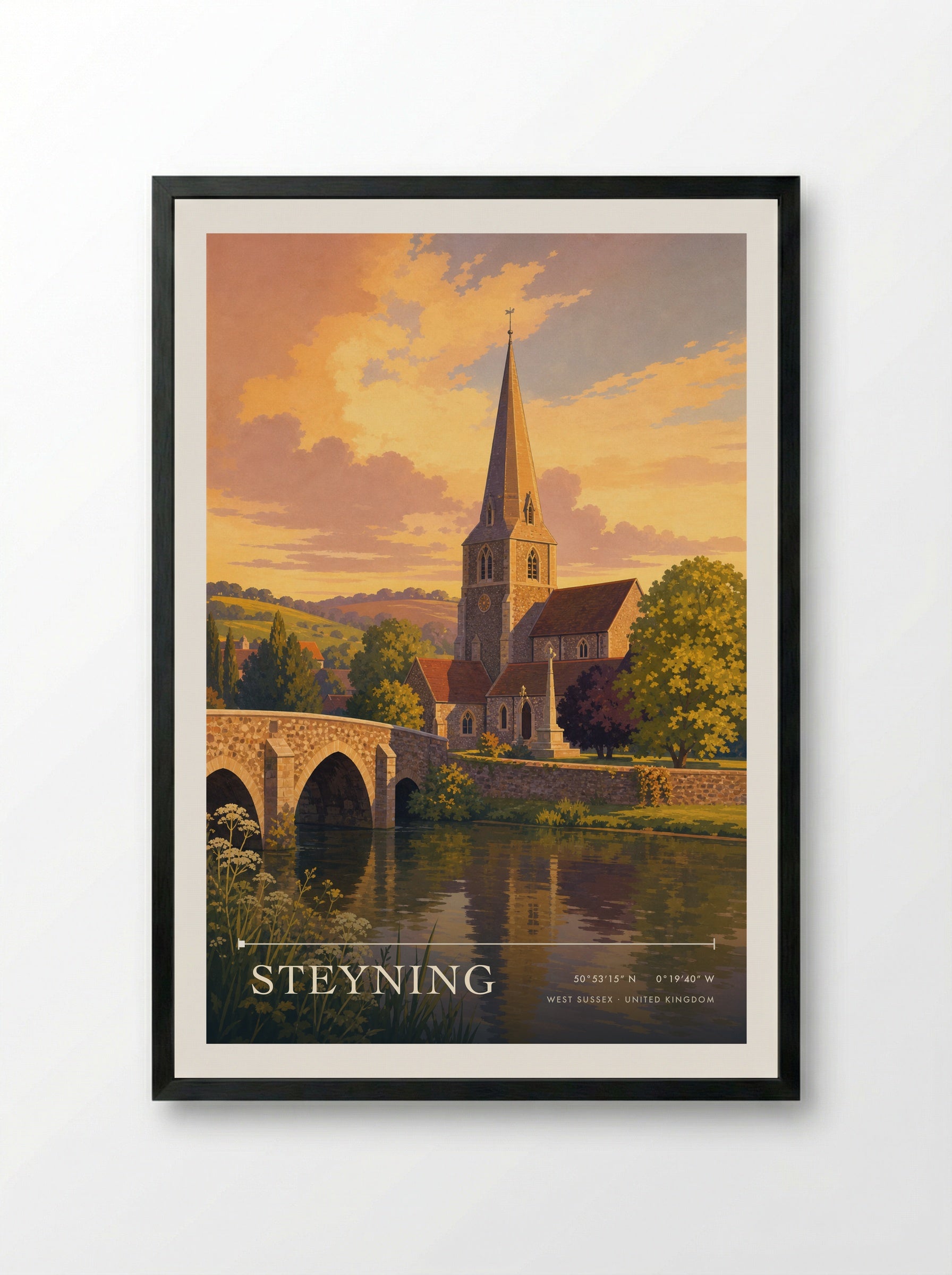 Steyning West Sussex United Kingdom Travel Poster - Framed Print Black