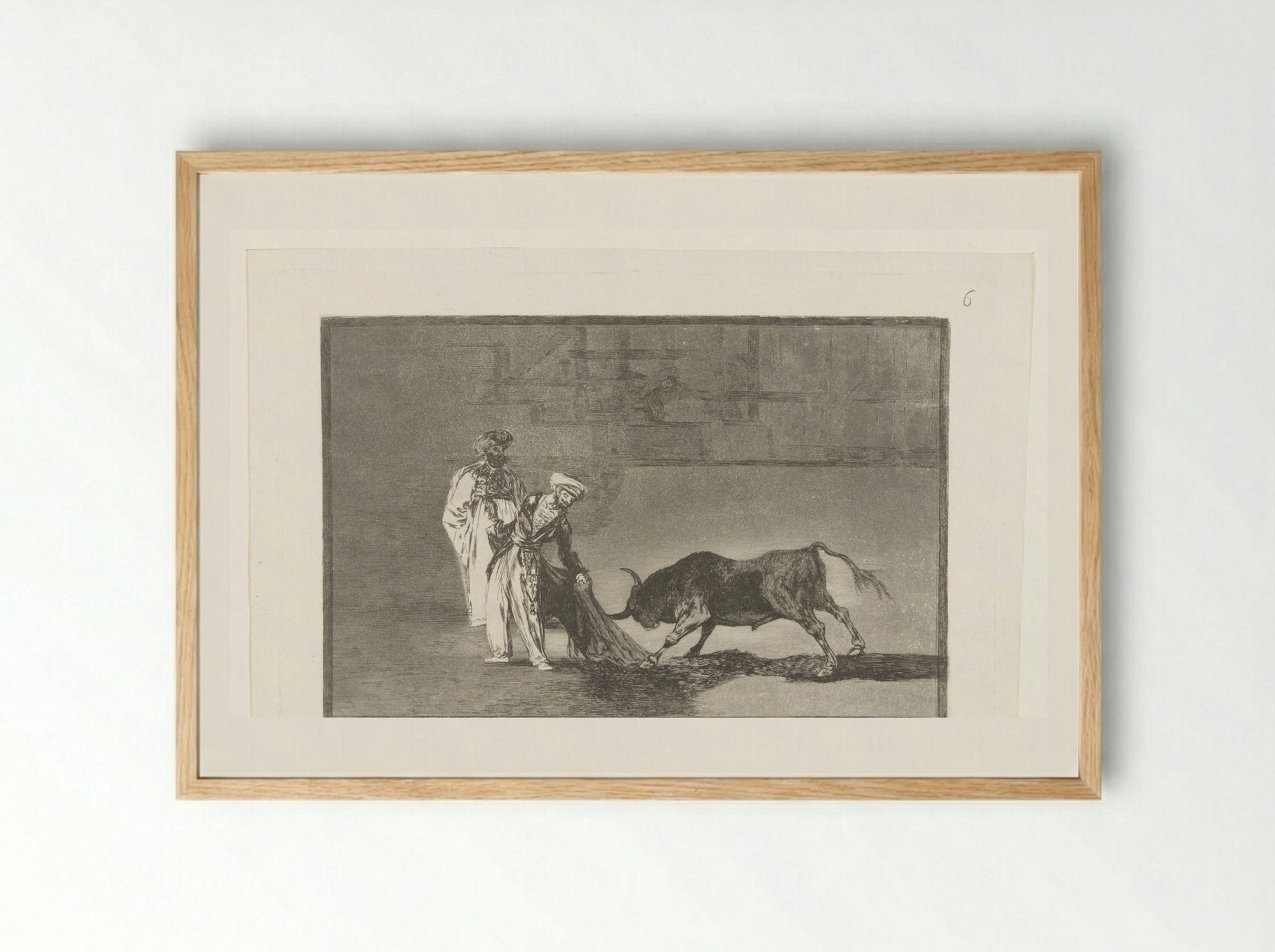 Stierenvechters in een arena - Francisco de Goya - Framed Print Wood