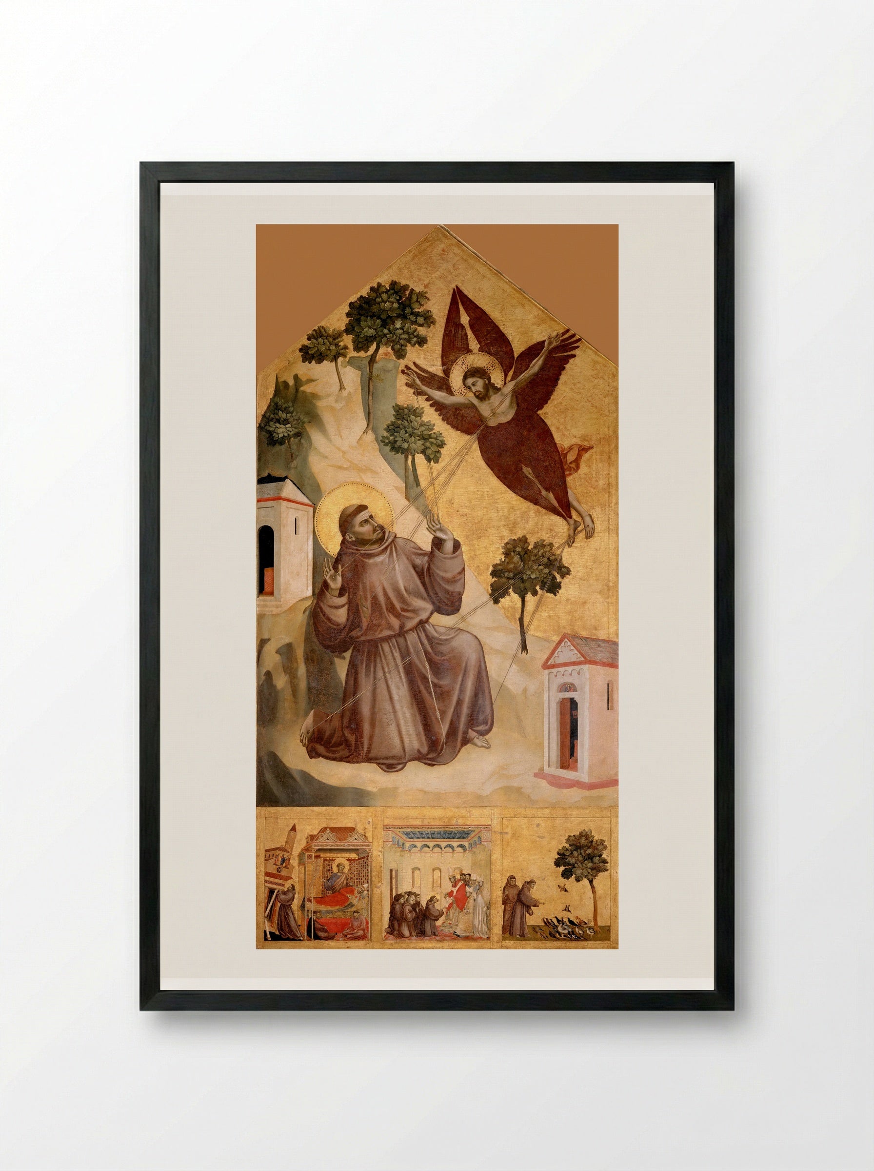 Stigmatization of St. Francis - Giotto di Bondone - Framed Print Black