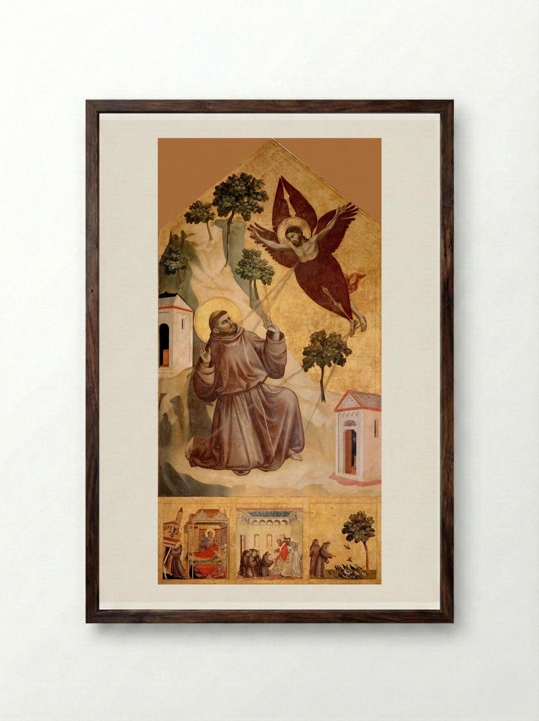 Stigmatization of St. Francis - Giotto di Bondone - Framed Print Dark Wood
