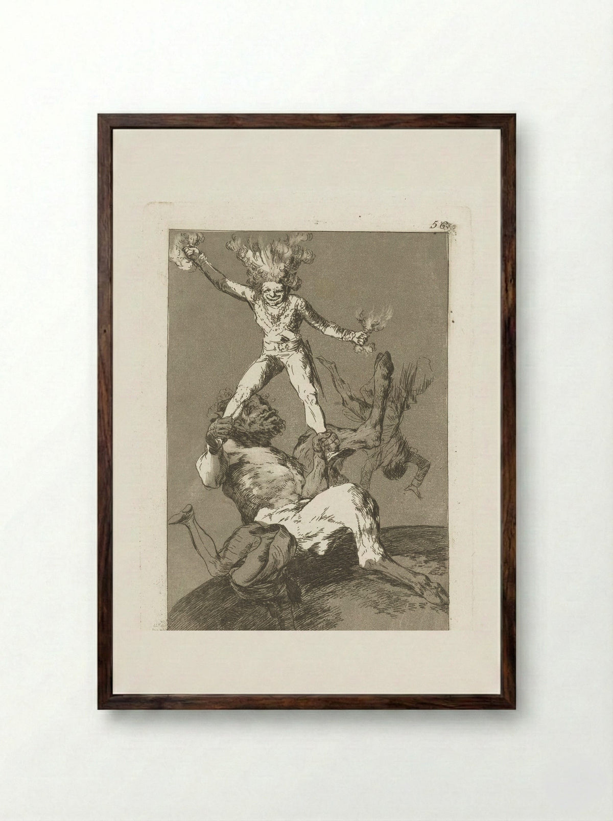 Stijgen en vallen - Francisco de Goya - Framed Print Dark Wood