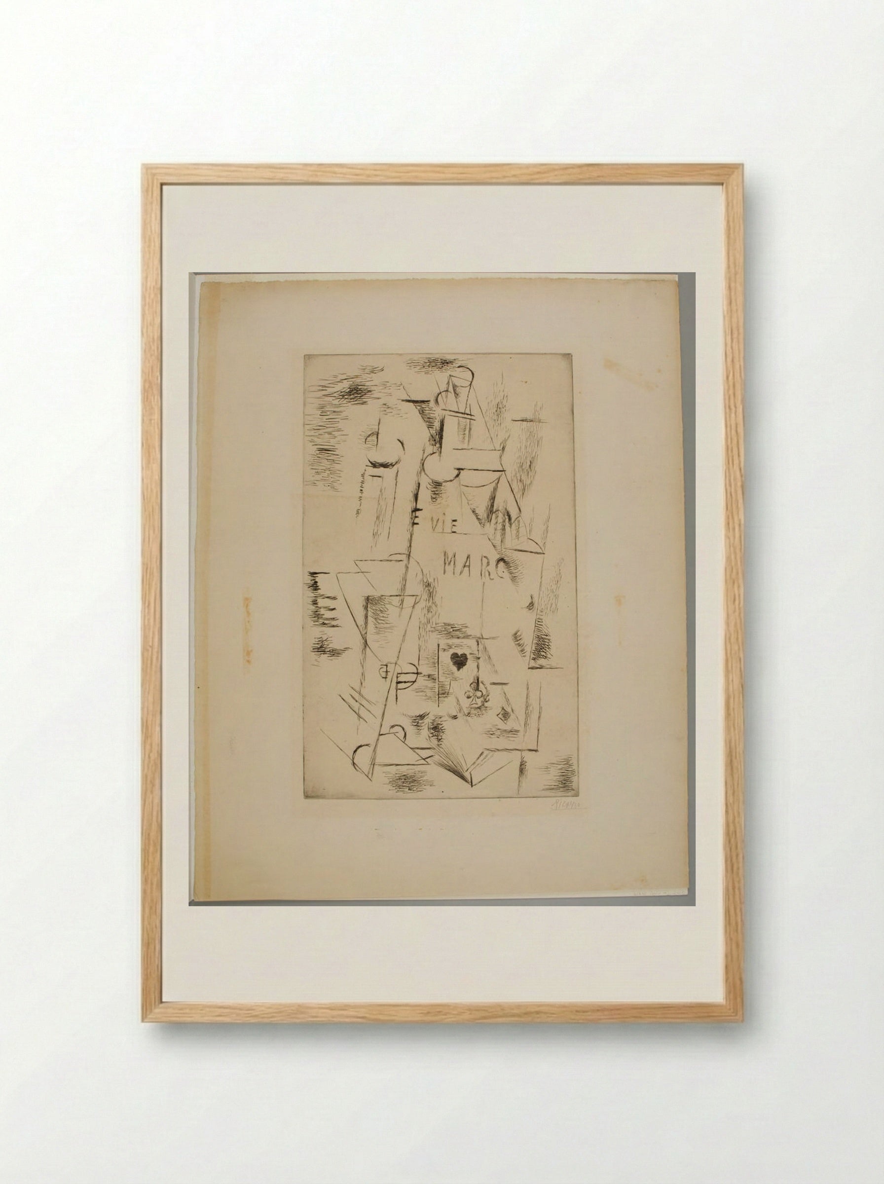 Still Life, Bottle of Marc - Pablo Picasso - Framed Print Wood