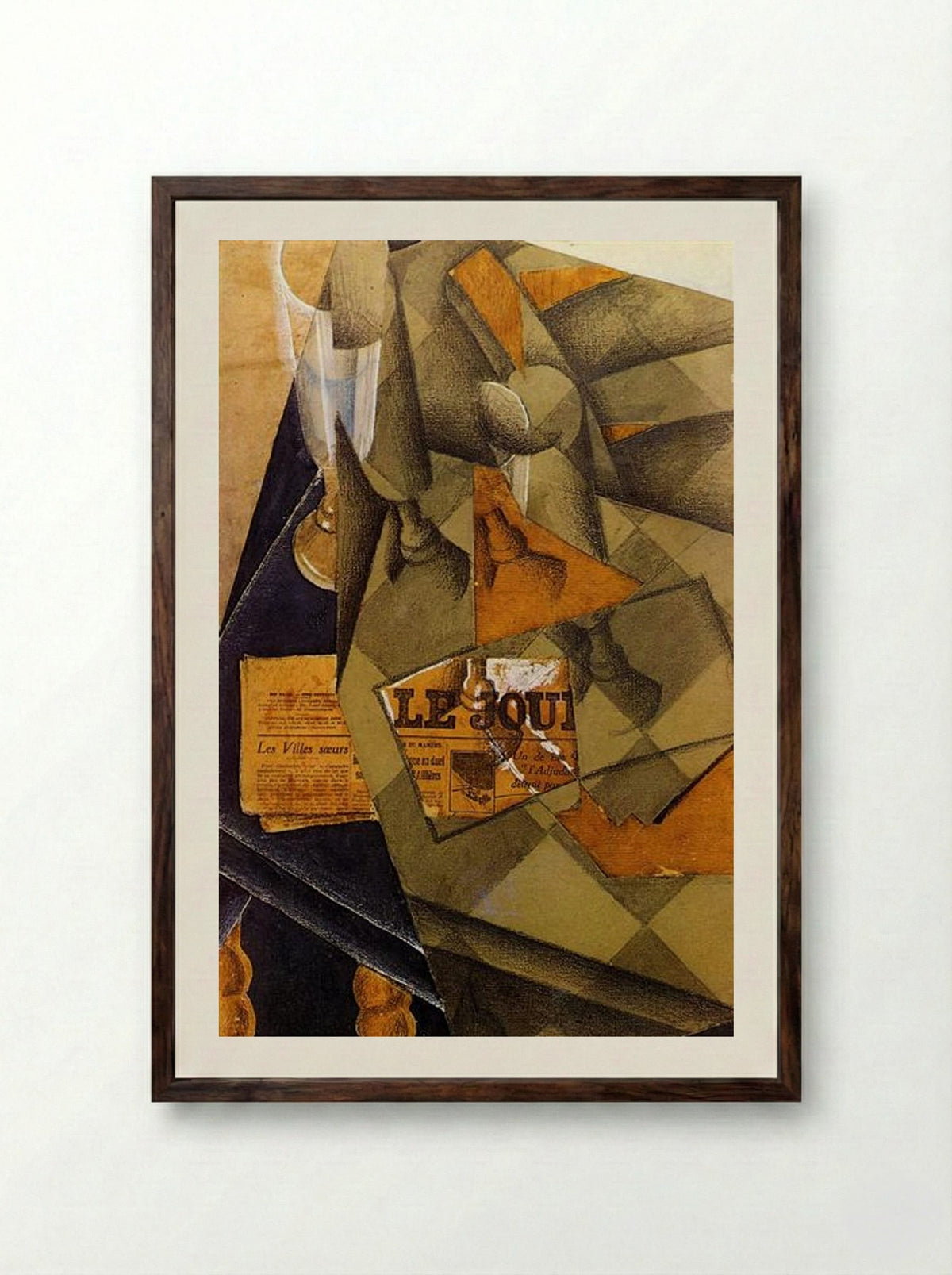 Still Life (Le Journal) - Juan Gris - Framed Print Dark Wood