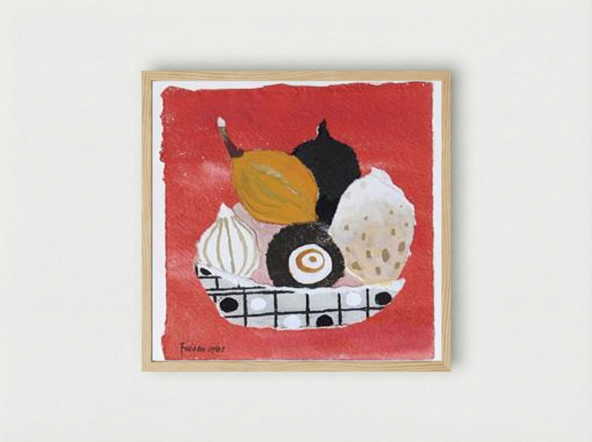 Still Life (Objects in a Checked Bowl) - Mary Fedden - Framed Print Wood