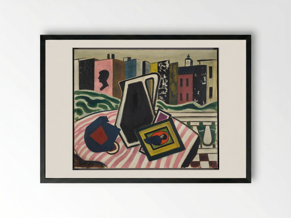 Still Life at the Window - Werner Heldt - Framed Print Black