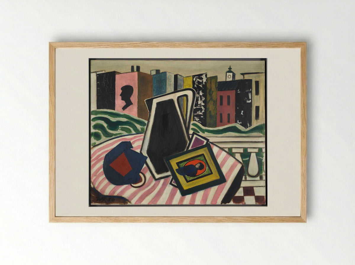 Still Life at the Window - Werner Heldt - Framed Print Wood
