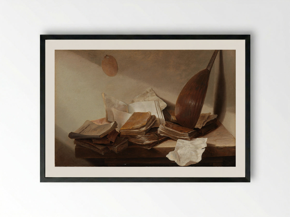 Still Life with Books - Jan Davidsz. de Heem - Framed Print Black