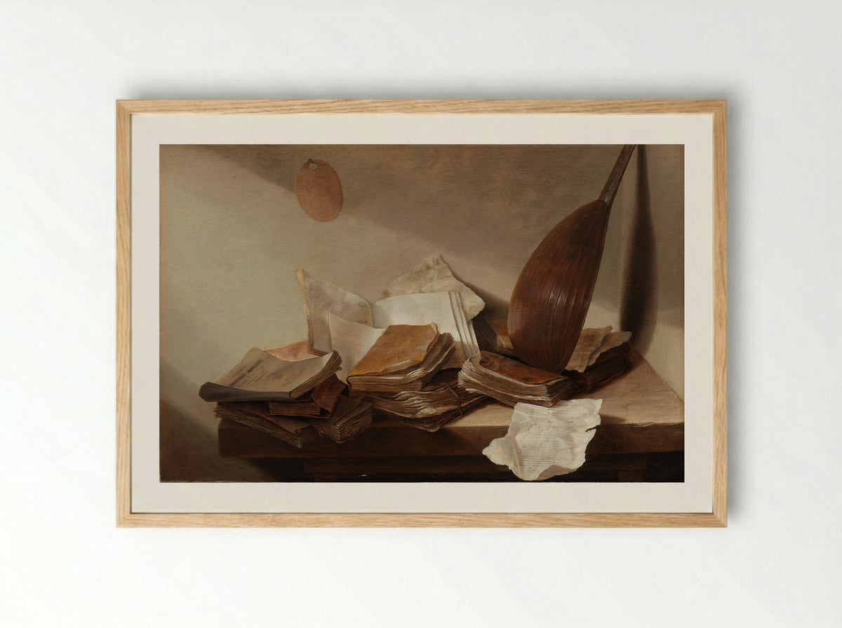Still Life with Books - Jan Davidsz. de Heem - Framed Print Wood