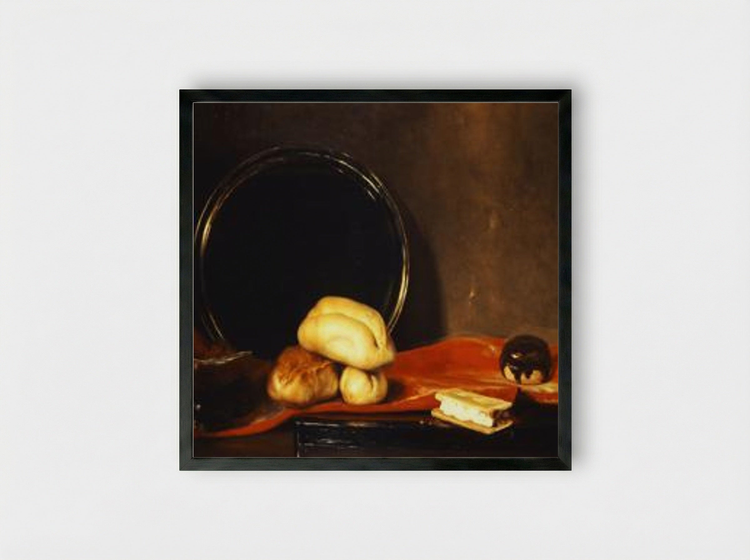 Still Life with Bread - Nikolaos Gyzis - Framed Print Black