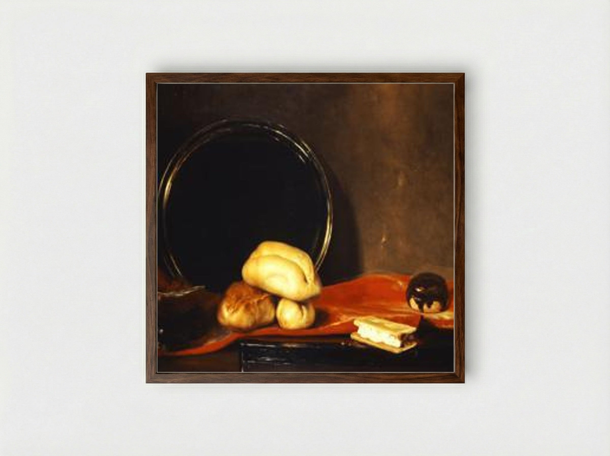 Still Life with Bread - Nikolaos Gyzis - Framed Print Dark Wood
