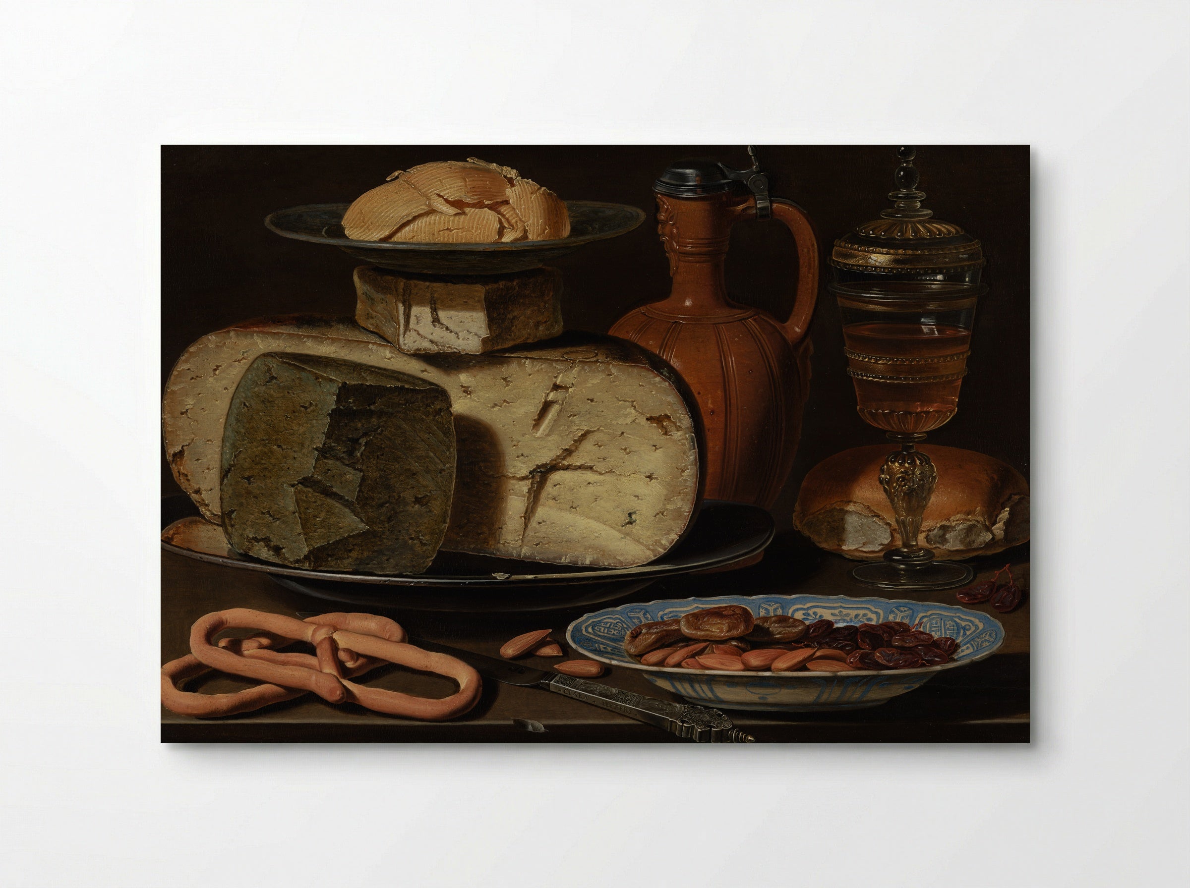 Still Life with Cheeses, Almonds and Pretzels - Clara Peeters - Poster
