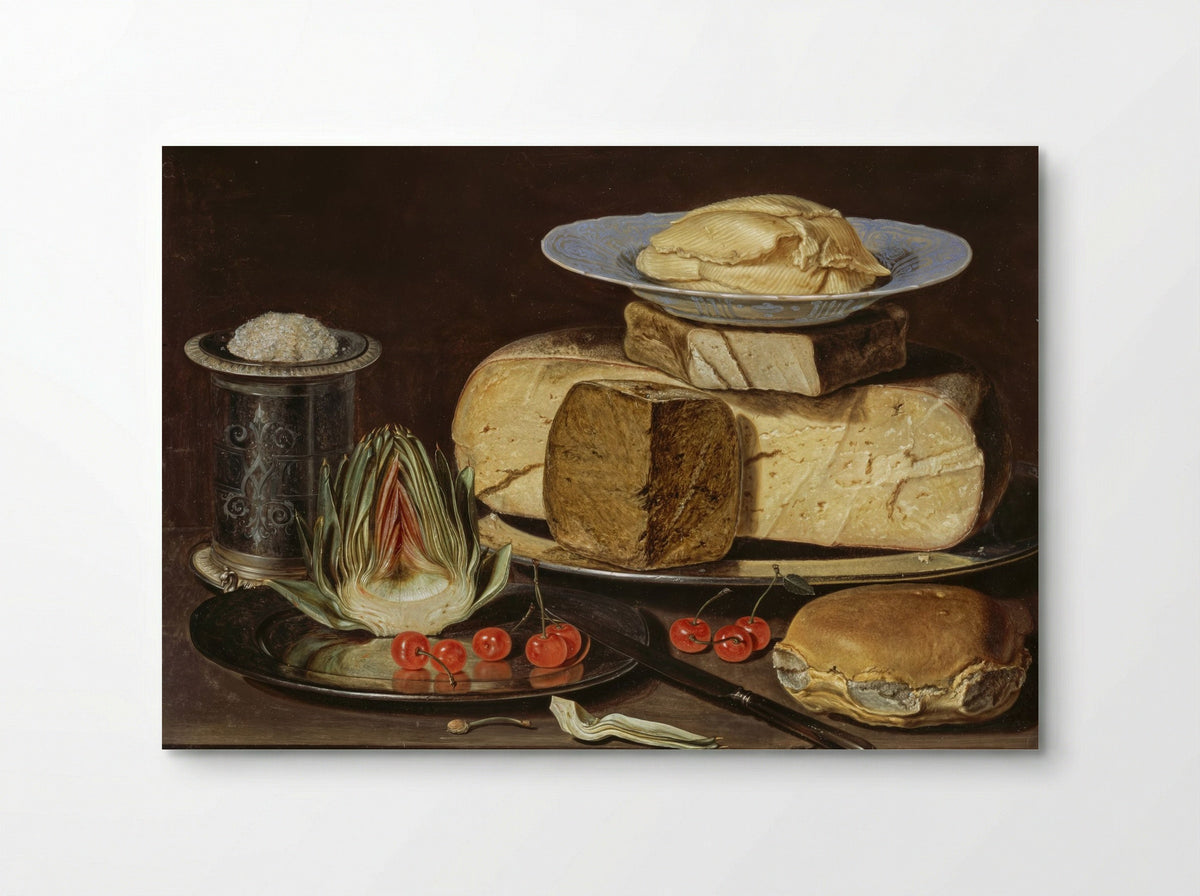 Still Life with Cheeses, Artichoke, and Cherries - Clara Peeters - Poster