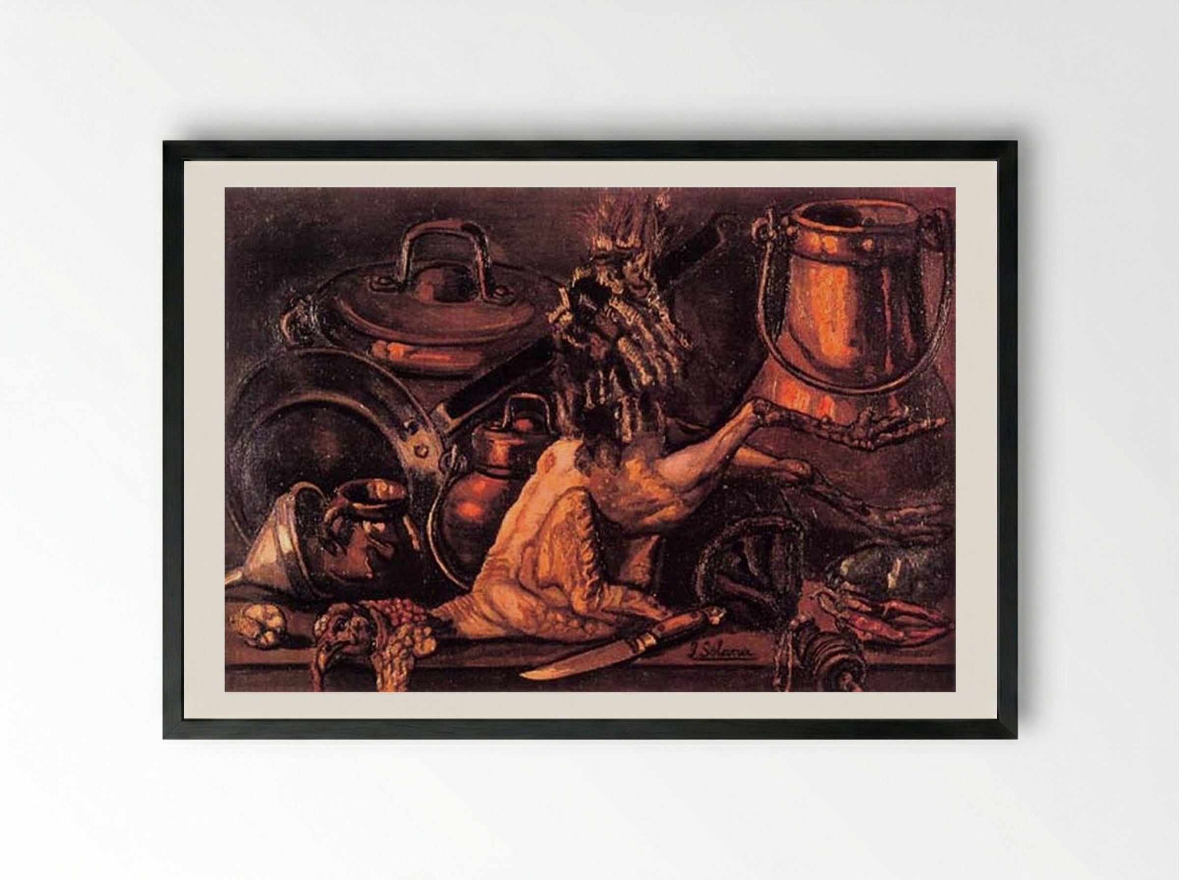 Still Life with Dead Turkey - José Gutiérrez Solana - Framed Print Black