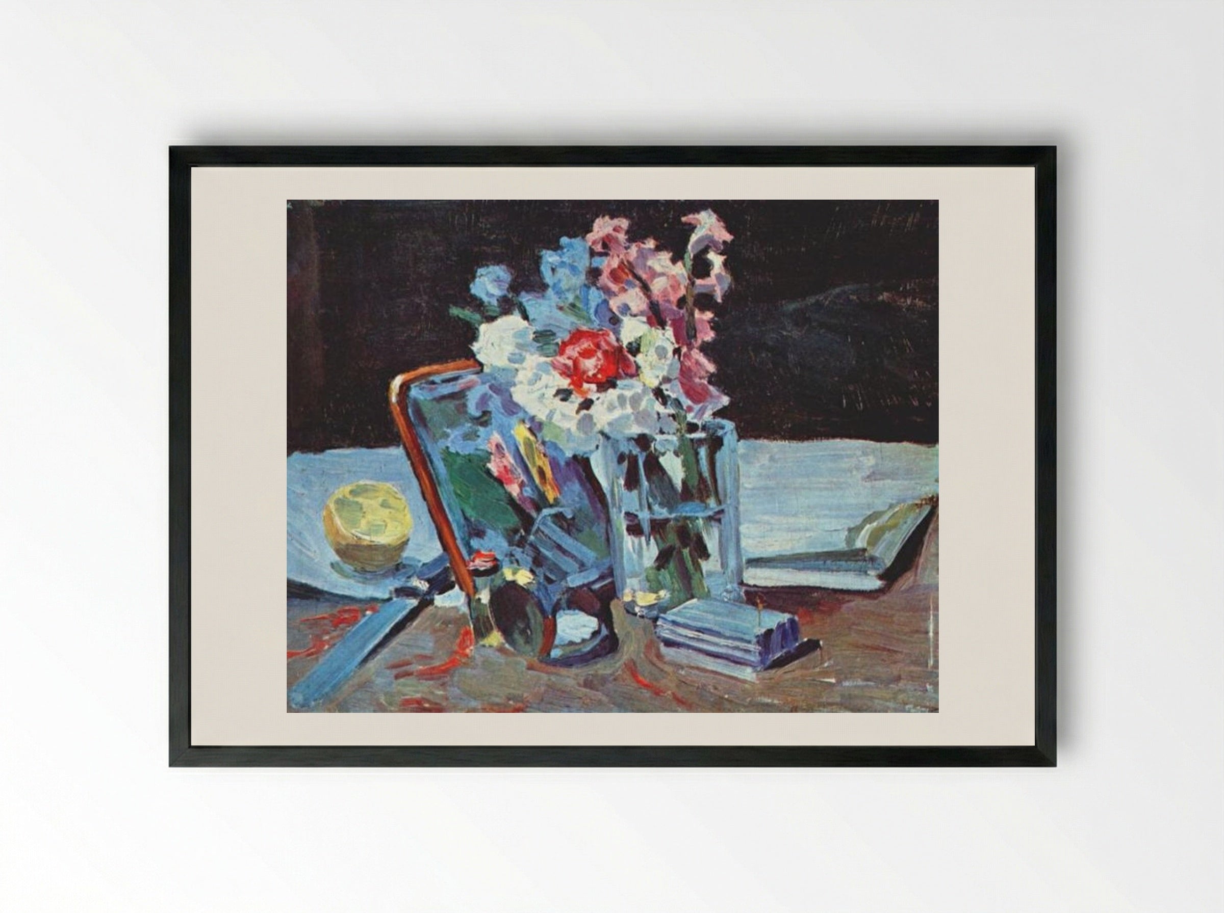 Still Life with Flowers - Victor Borisov-Musatov - Framed Print Black