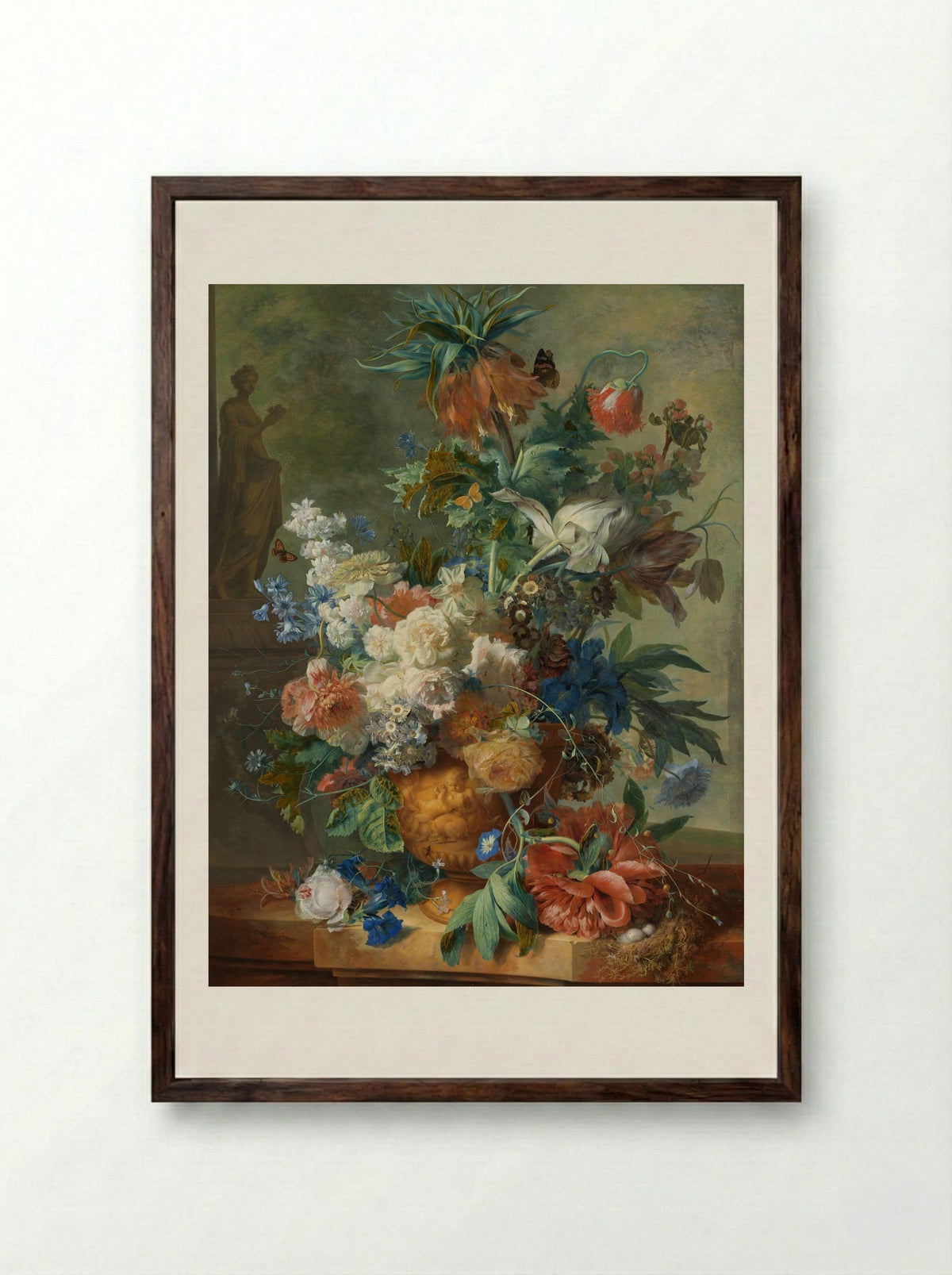 Still Life with Flowers - Jan van Huysum - Framed Print Dark Wood