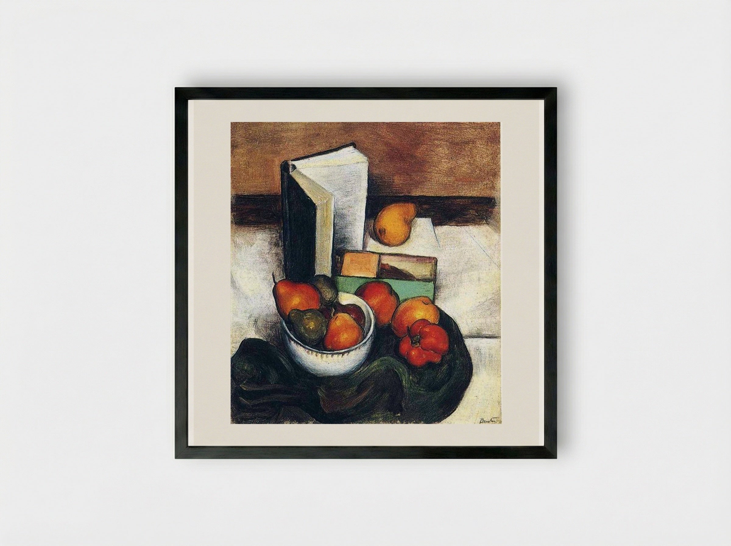 Still Life with Fruit and Vegetables - Thomas Hart Benton - Framed Print Black