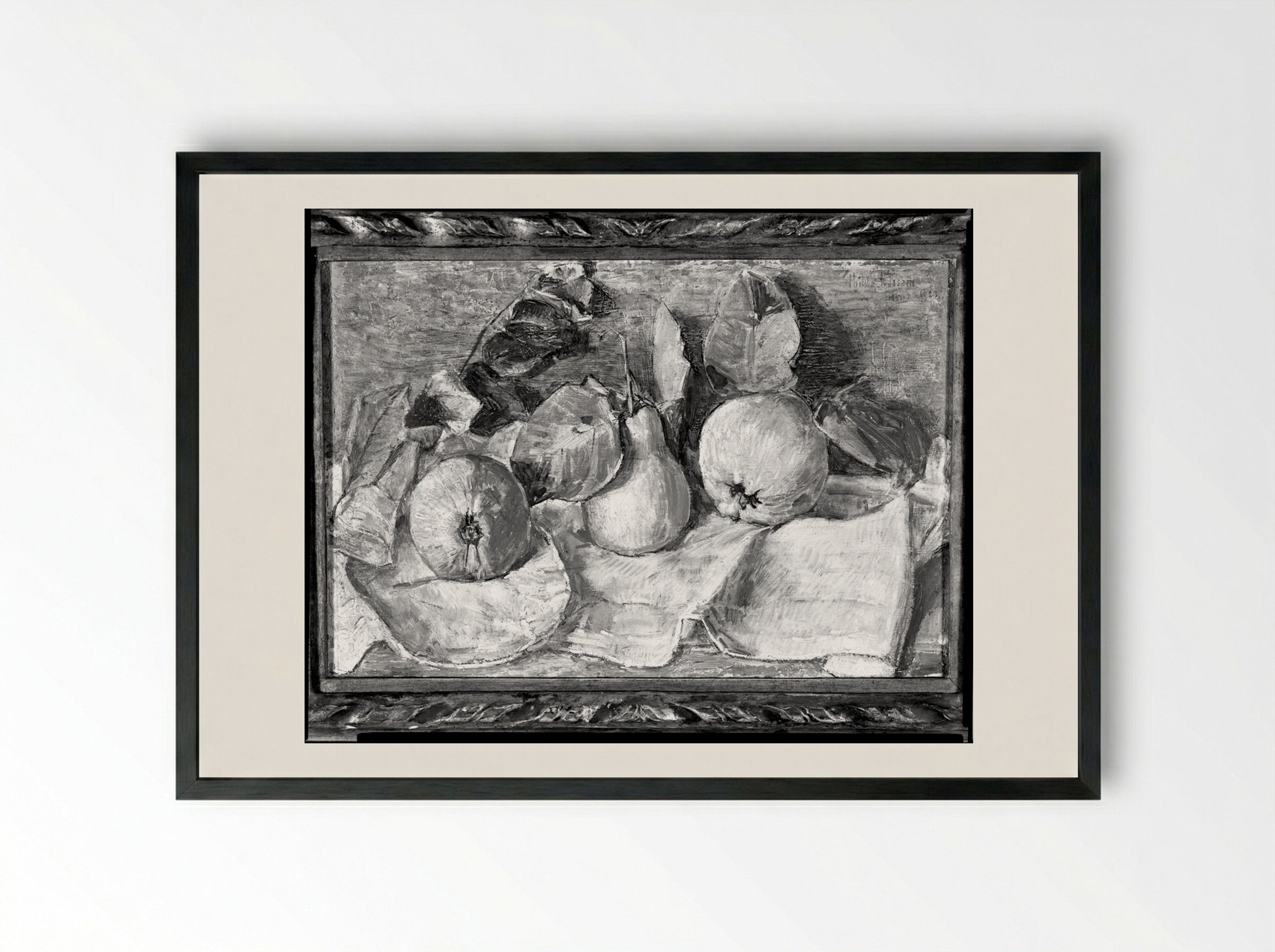 Still Life with Fruit - Childe Hassam - Framed Print Black
