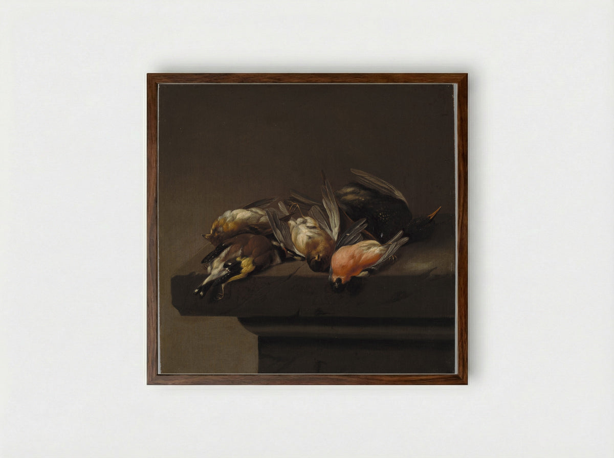 Still Life with Game Birds - Jan Vonck - Framed Print Dark Wood