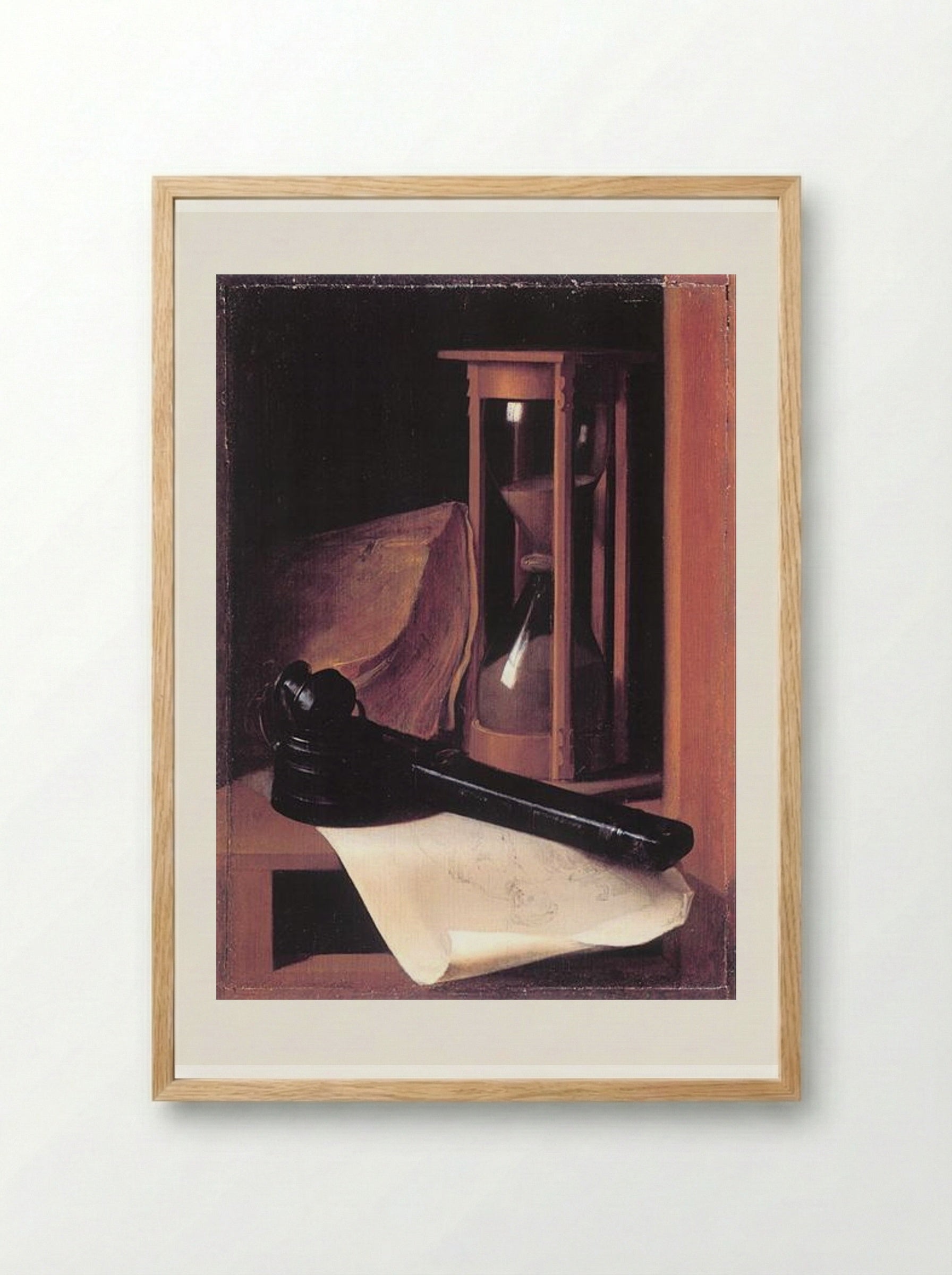 Still Life with Hourglass, Pencase and Print - Gerrit Dou - Framed Print Wood
