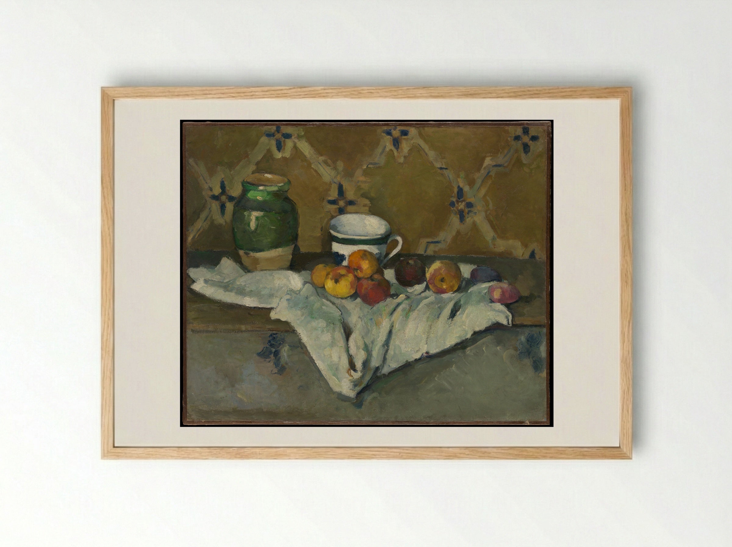 Still Life with Jar, Cup, and Apples - Paul Cézanne - Framed Print Wood
