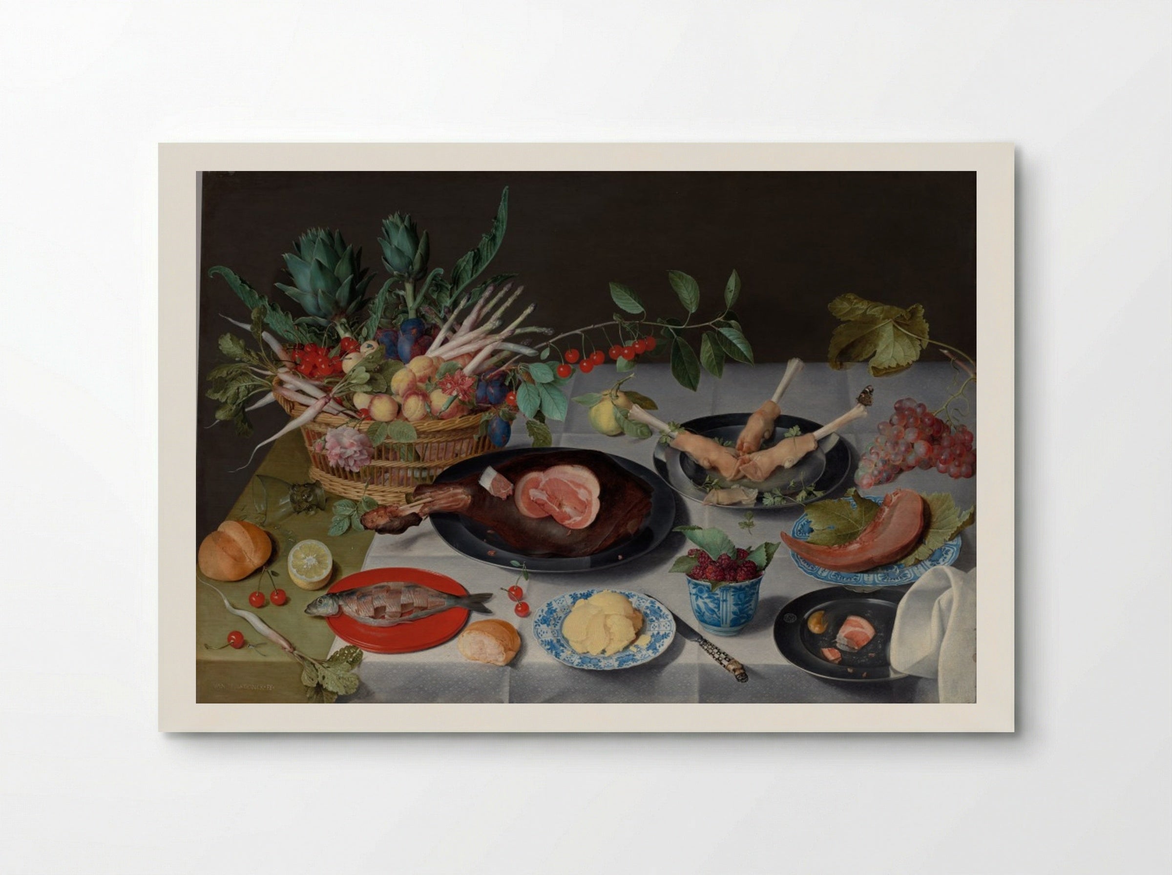 Still Life with Meat, Fish, Vegetables, and Fruit - Jacob van Hulsdonck - Poster