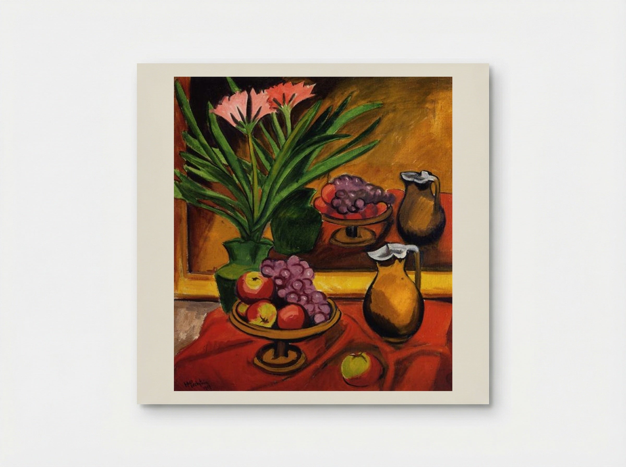 Still Life with Mirror Clivia, Fruit and Jug - Max Pechstein - Poster