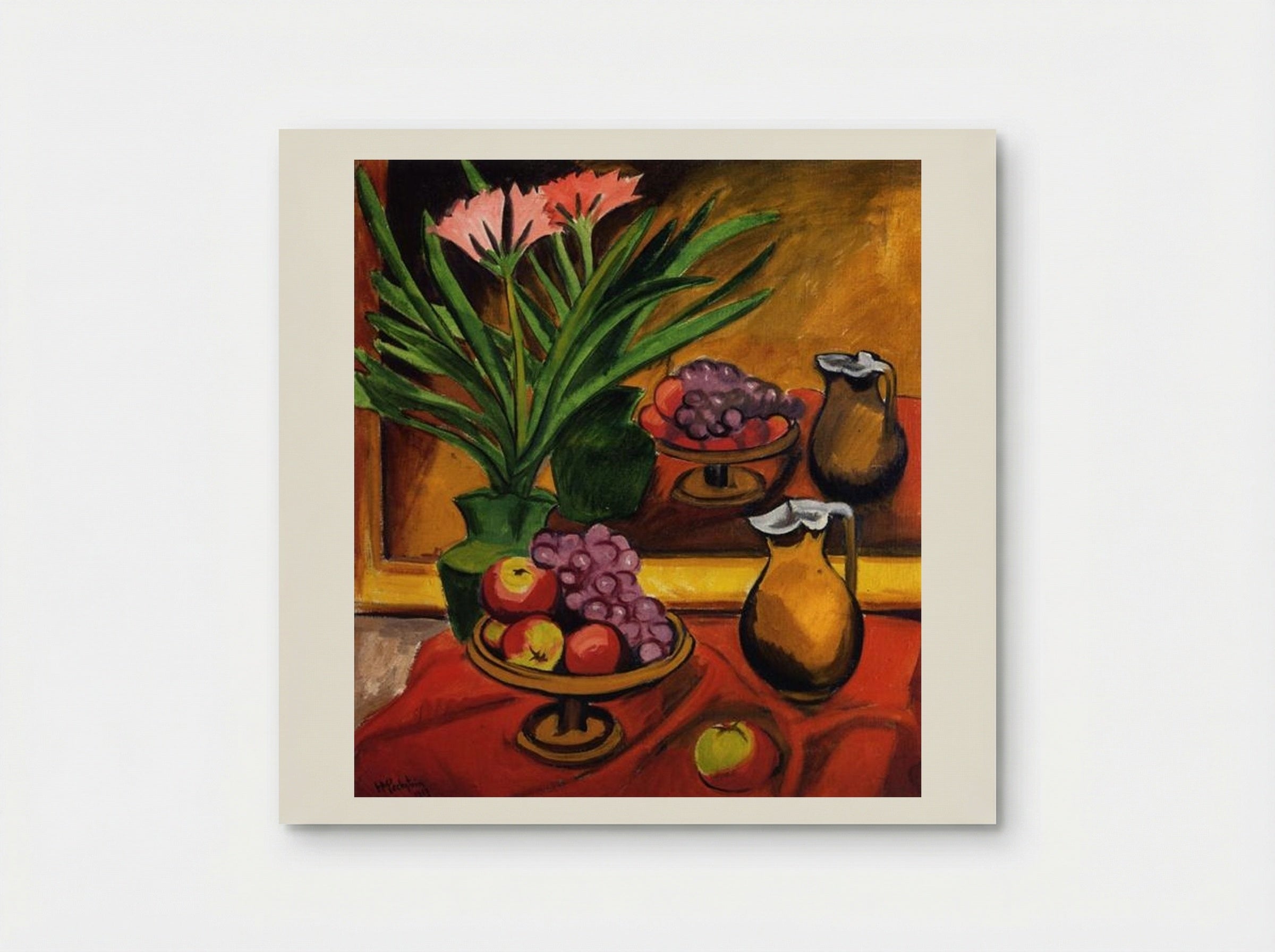 Still Life with Mirror Clivia, Fruit and Jug - Max Pechstein - Poster