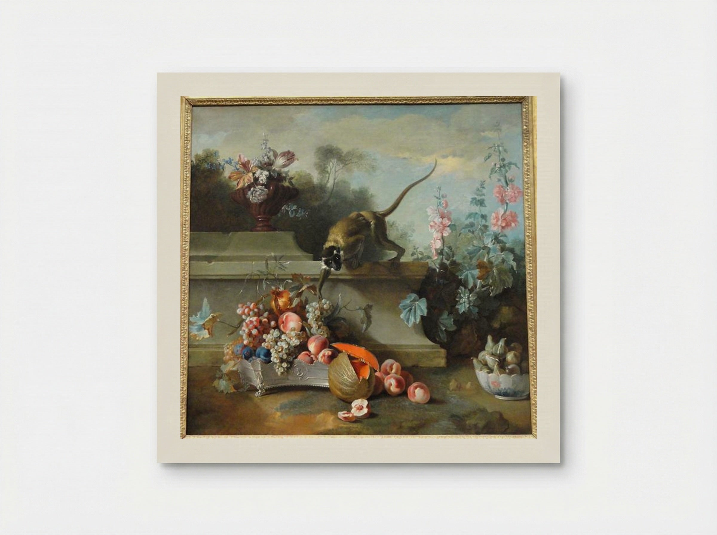 Still Life with Monkey, Fruits, and Flowers - Jean-Baptiste Oudry - Poster