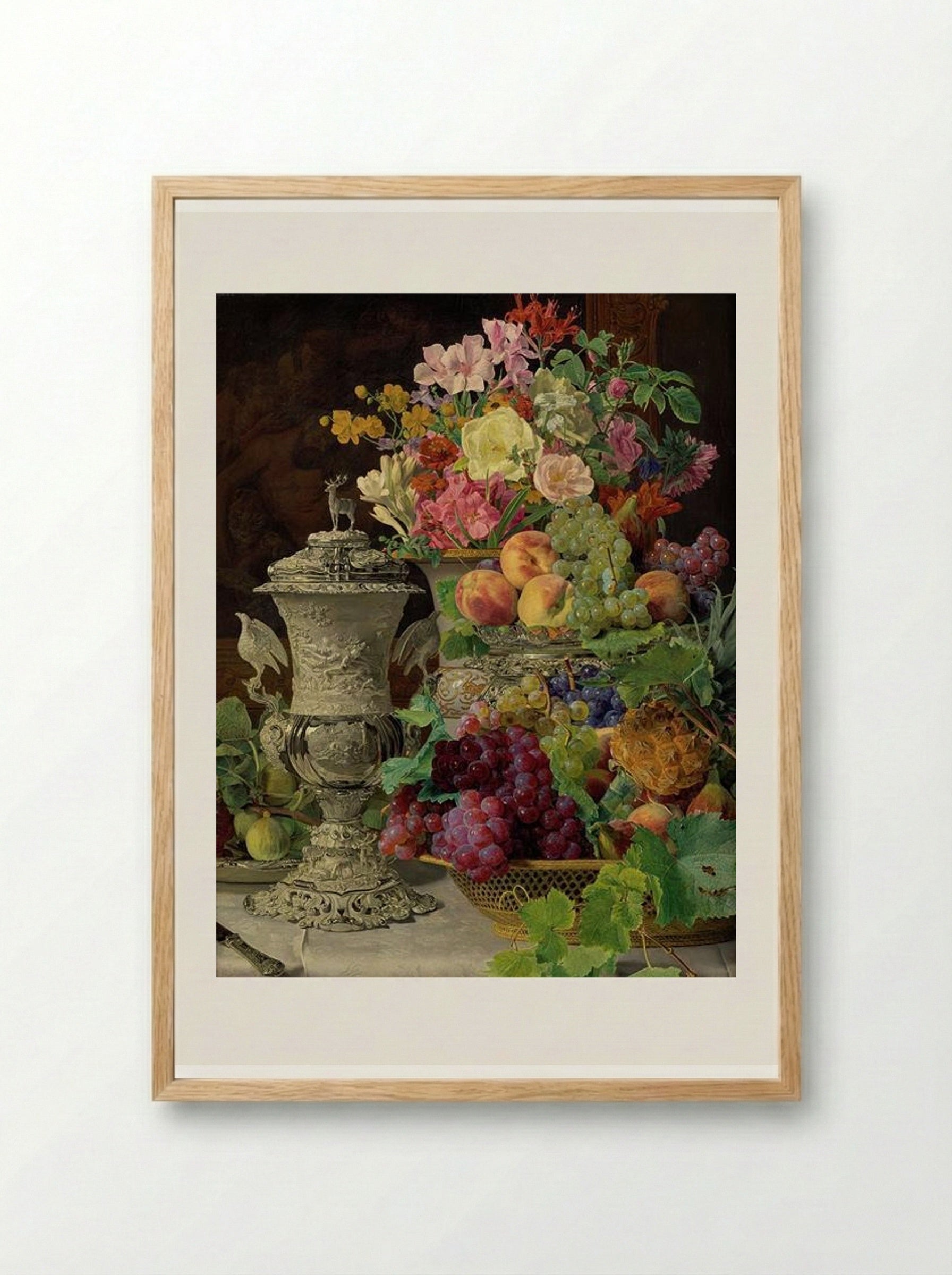 Still Life with Morning Cup - Ferdinand Georg Waldmüller - Framed Print Wood