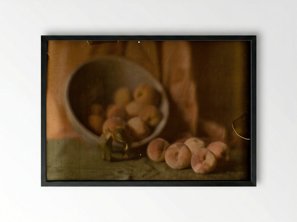 Still Life with Peaches - George Henry Seeley - Framed Print Black