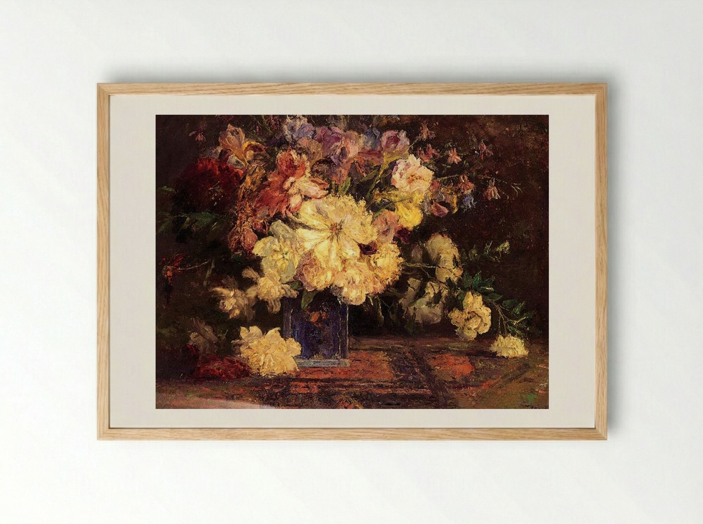 Still Life with Peonies - T. C. Steele - Framed Print Wood