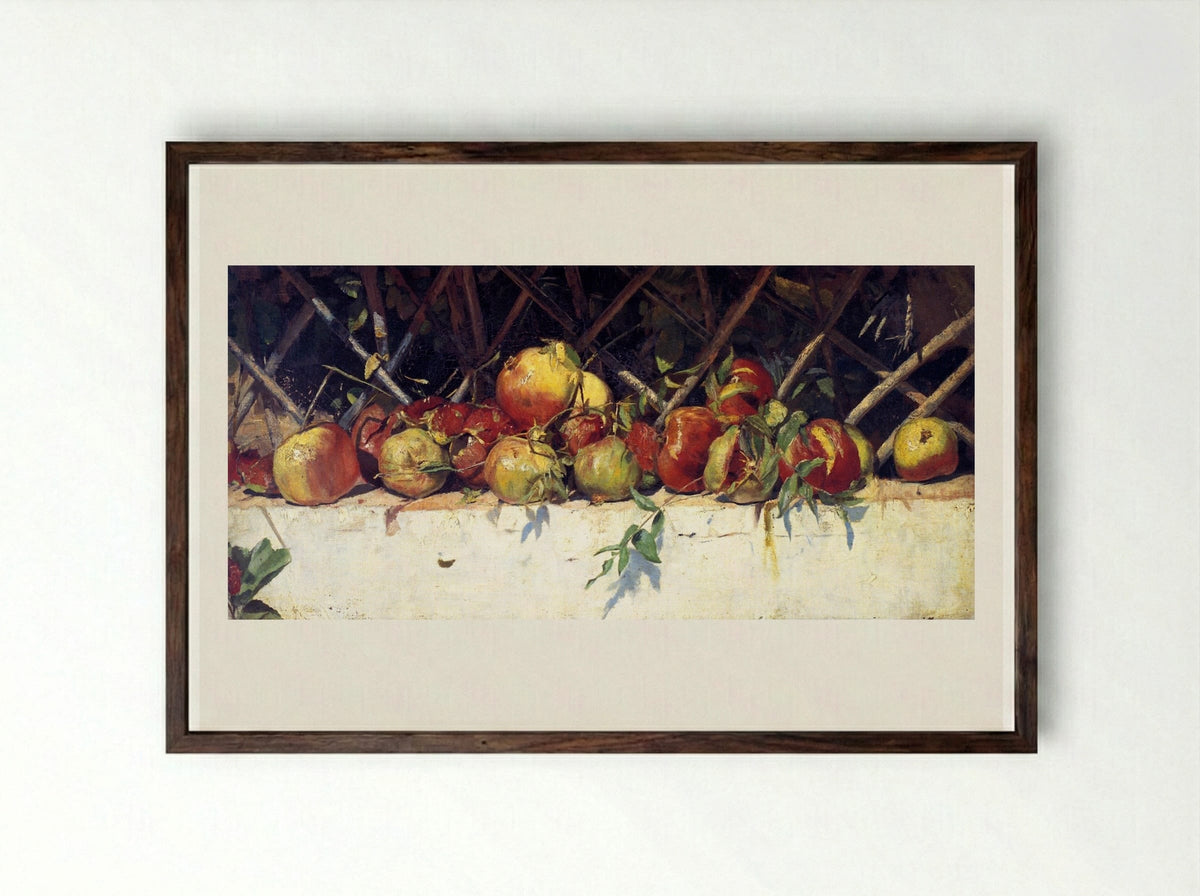 Still Life with Pomegranates - Tom Roberts - Framed Print Dark Wood
