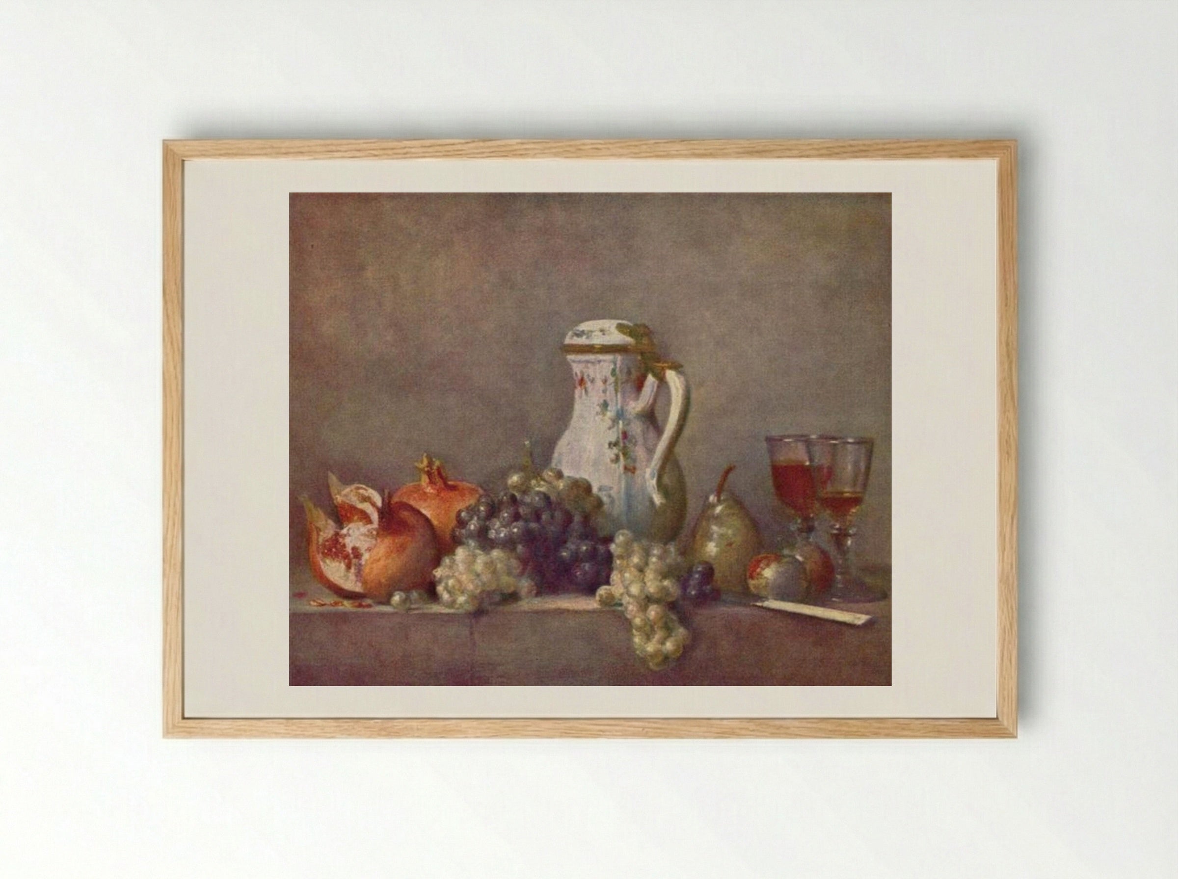 Still Life with Porcelain Teapot - Jean-Baptiste-Siméon Chardin - Framed Print Wood