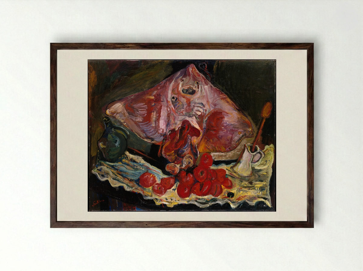 Still Life with Rayfish - Chaïm Soutine - Framed Print Dark Wood