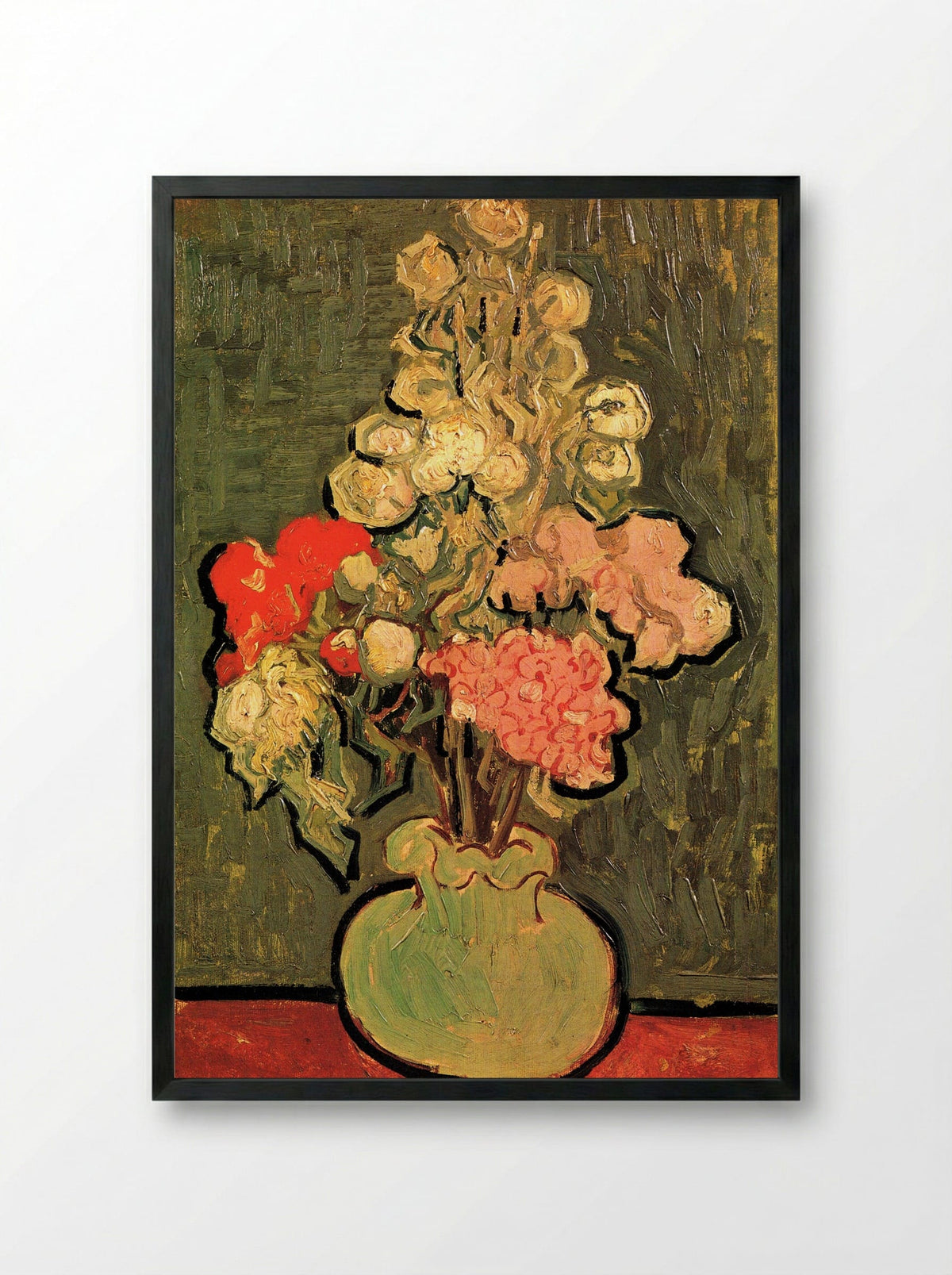 Still Life with Rose-Mallows - Vincent van Gogh - Framed Print Black