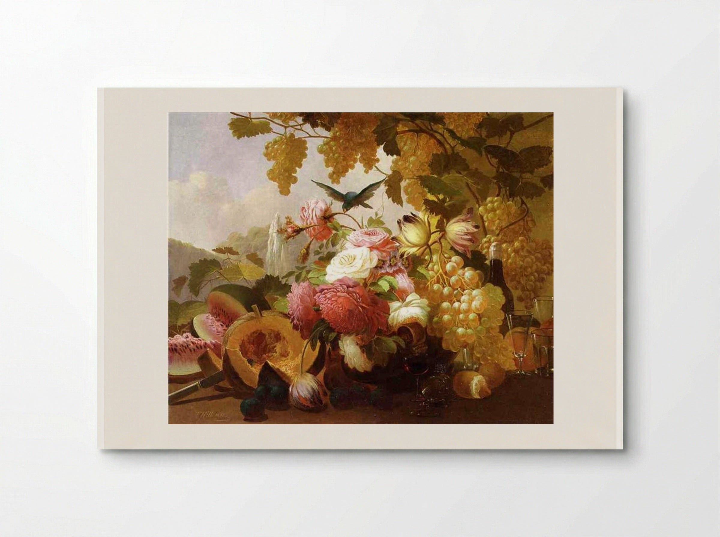 Still Life with Roses and Wine Glasses - Thomas Hill - Poster