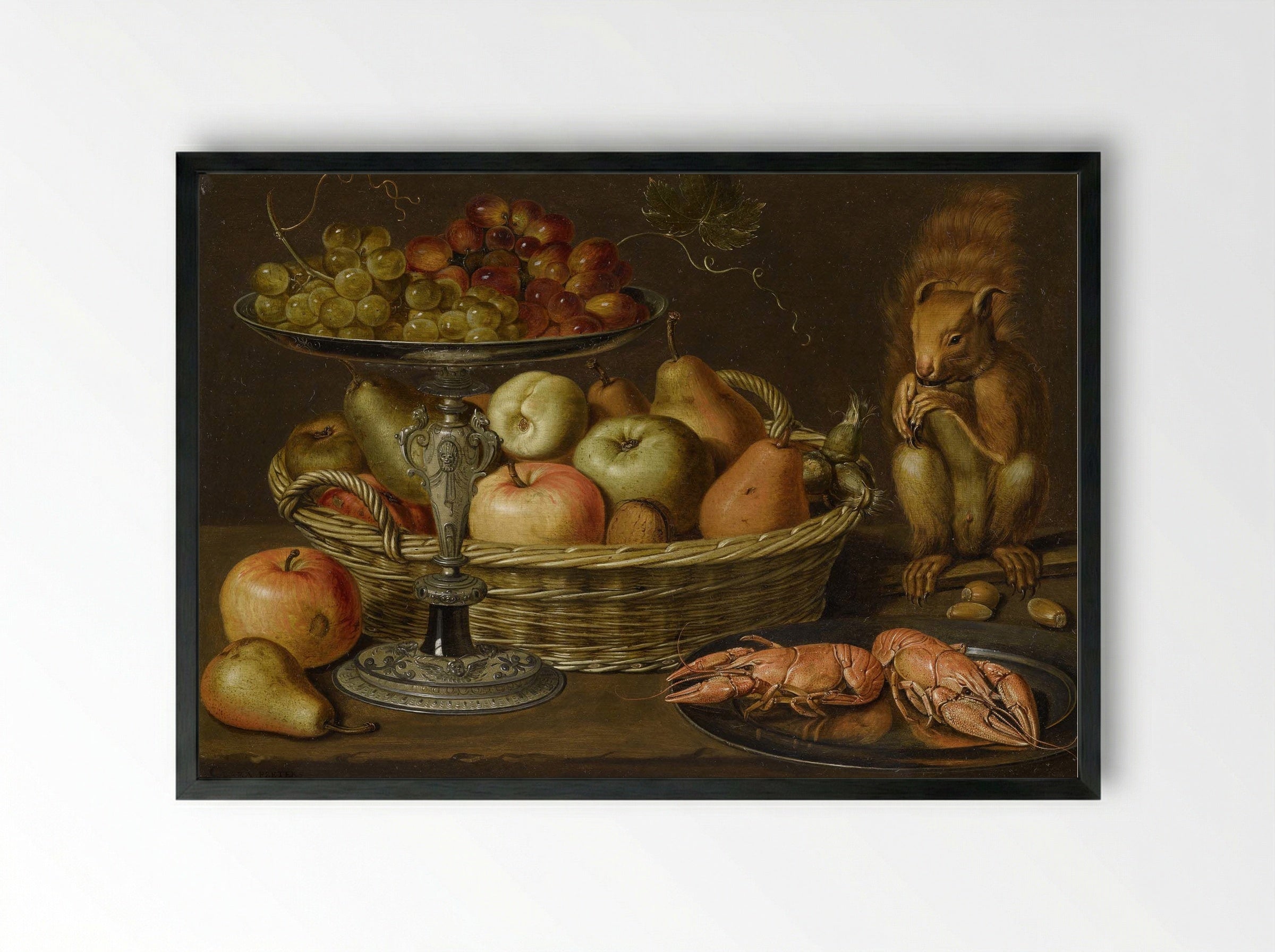 Still Life with Silver-gilt Tazza - Clara Peeters - Framed Print Black