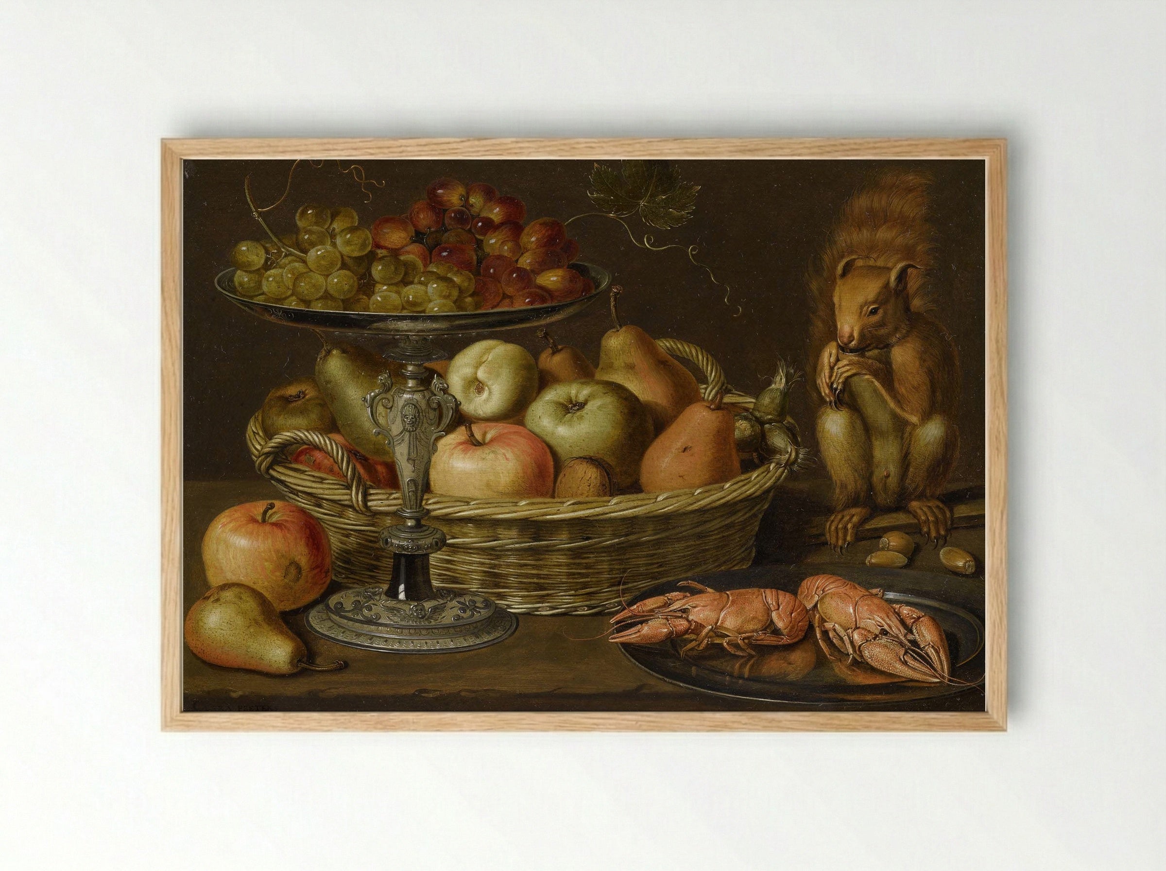 Still Life with Silver-gilt Tazza - Clara Peeters - Framed Print Wood