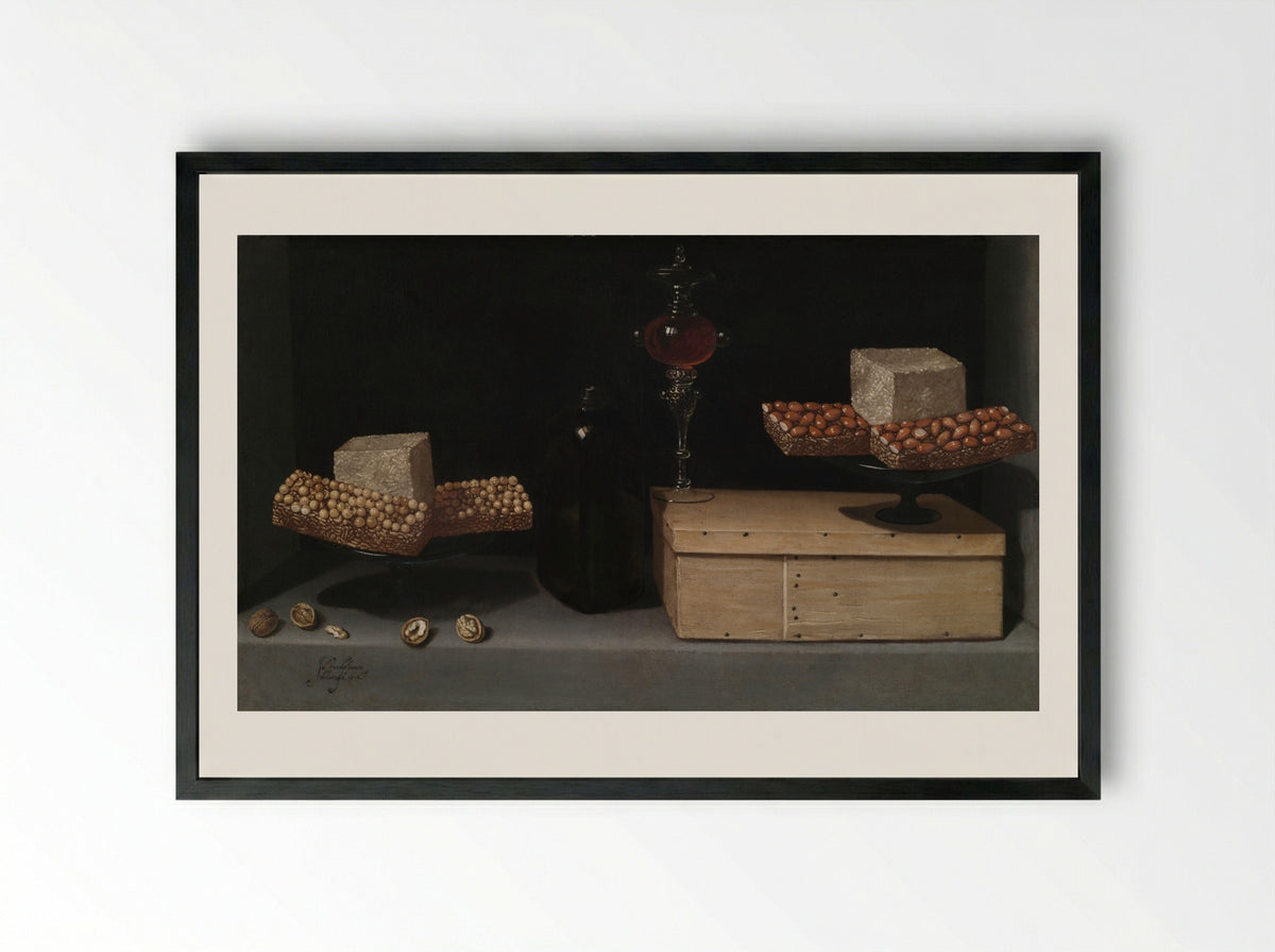 Still Life with Sweets - Juan van der Hamen y Léon - Framed Print Black