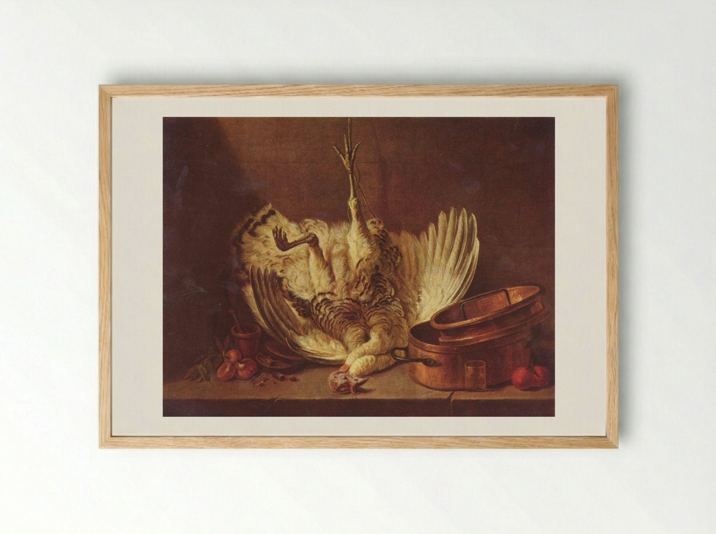 Still Life with Turkey Hanged - Jean-Baptiste-Siméon Chardin - Framed Print Wood