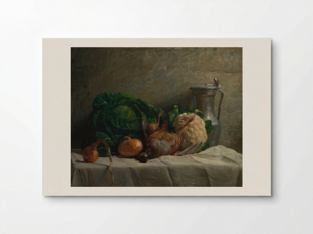 Still Life with Vegetables, Partridge, and a Jug - Adolphe-Félix Cals - Poster