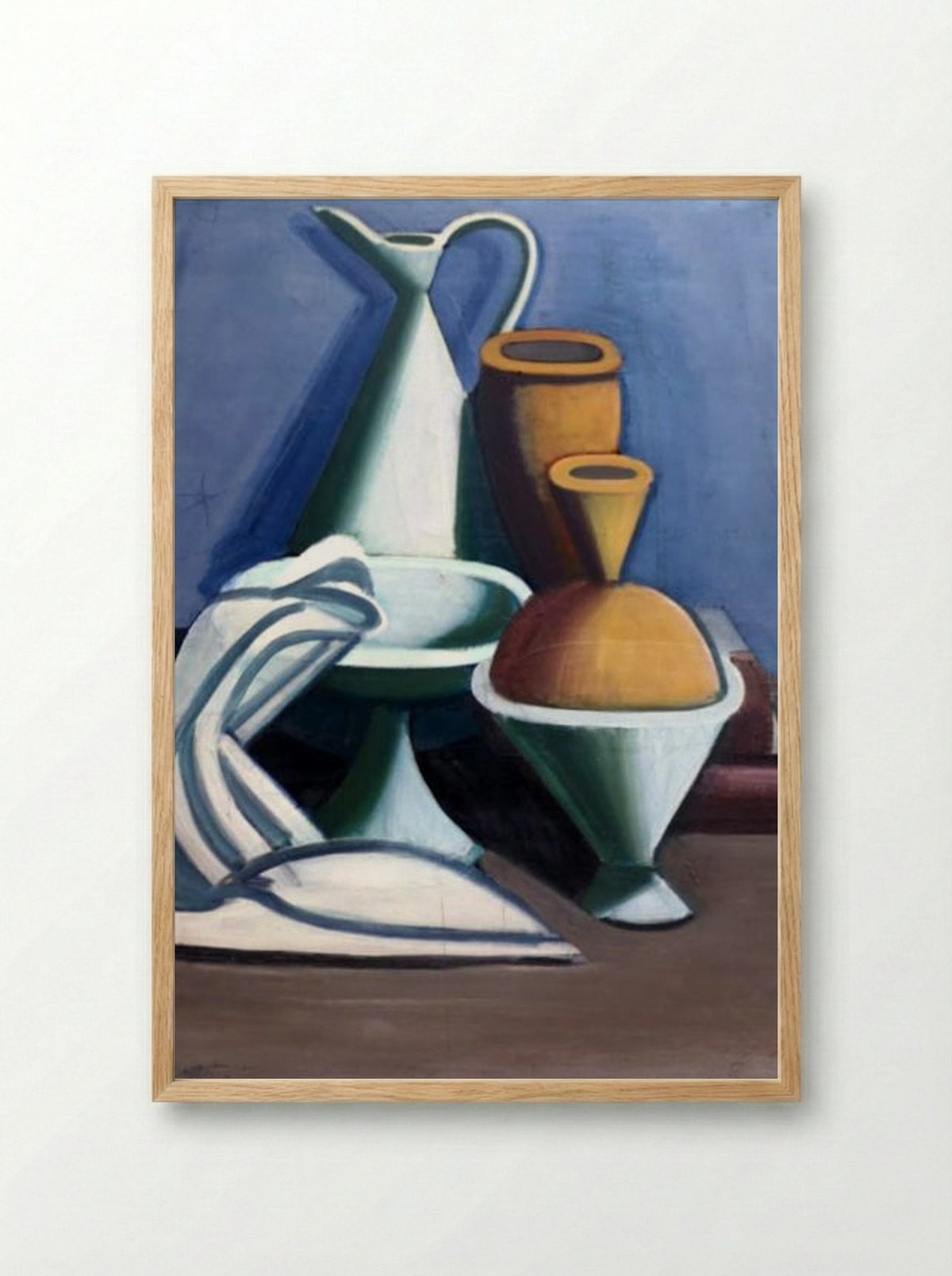 Still Life with Water Jug, Towel and Jars - Vilhelm Lundstrøm - Framed Print Wood