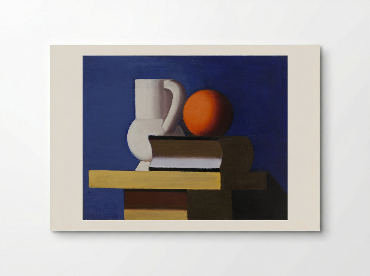 Still Life with White Jar, Orange and Book - Vilhelm Lundstrøm - Poster